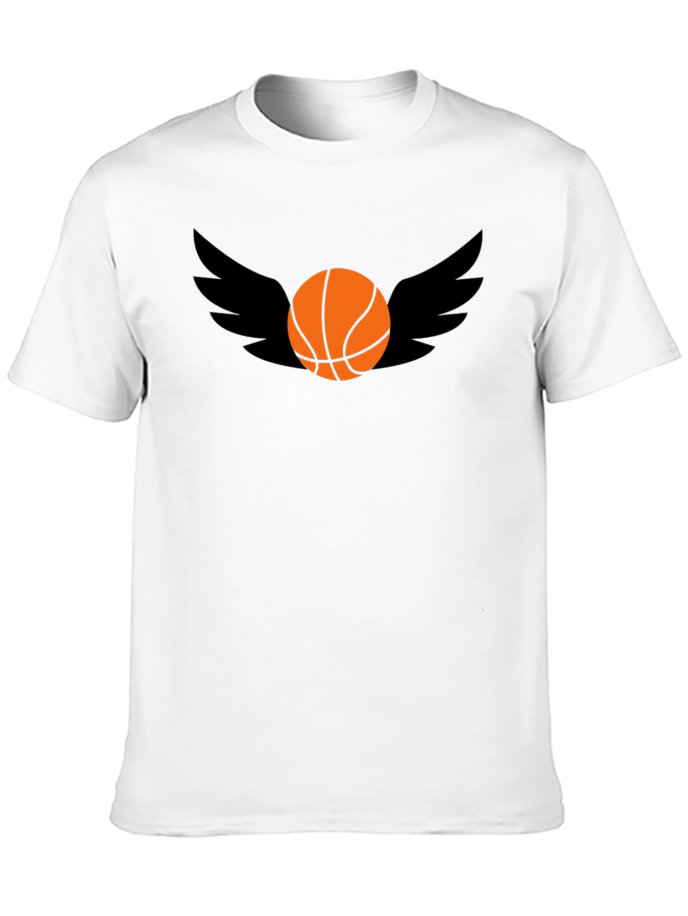 Basketball Wings Graphic Tee - Black Cotton T-Shirt