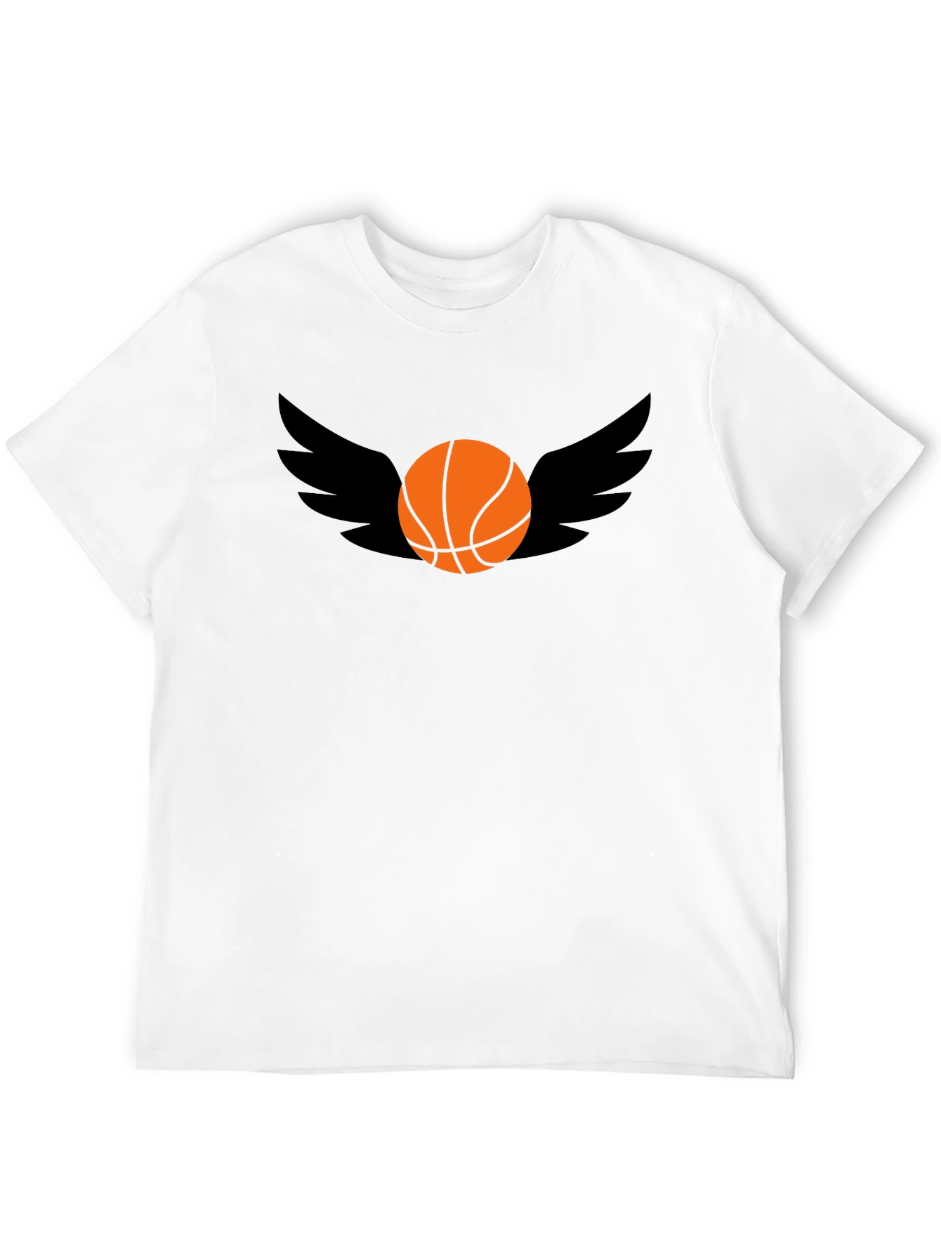 Basketball Wings Graphic Tee - Black Cotton T-Shirt