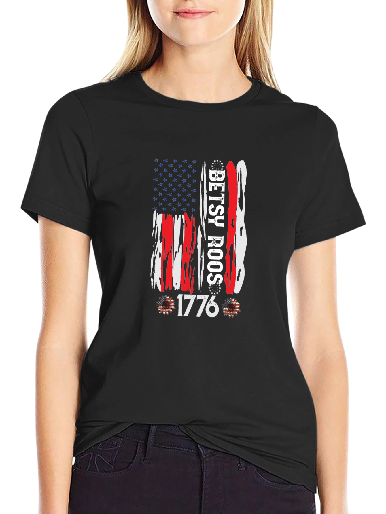 Betsy Ross 1776 American Flag Graphic T-Shirt