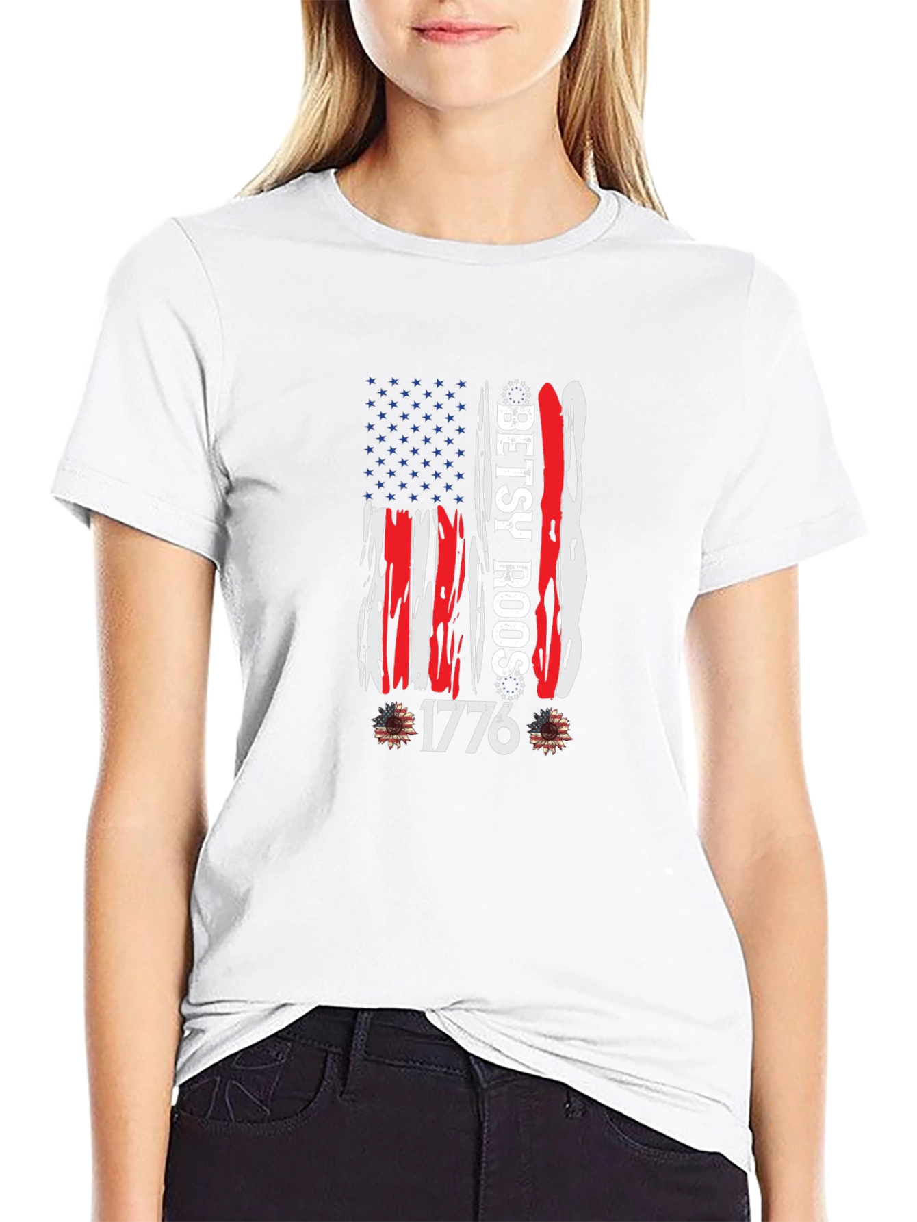 Betsy Ross 1776 American Flag Graphic T-Shirt