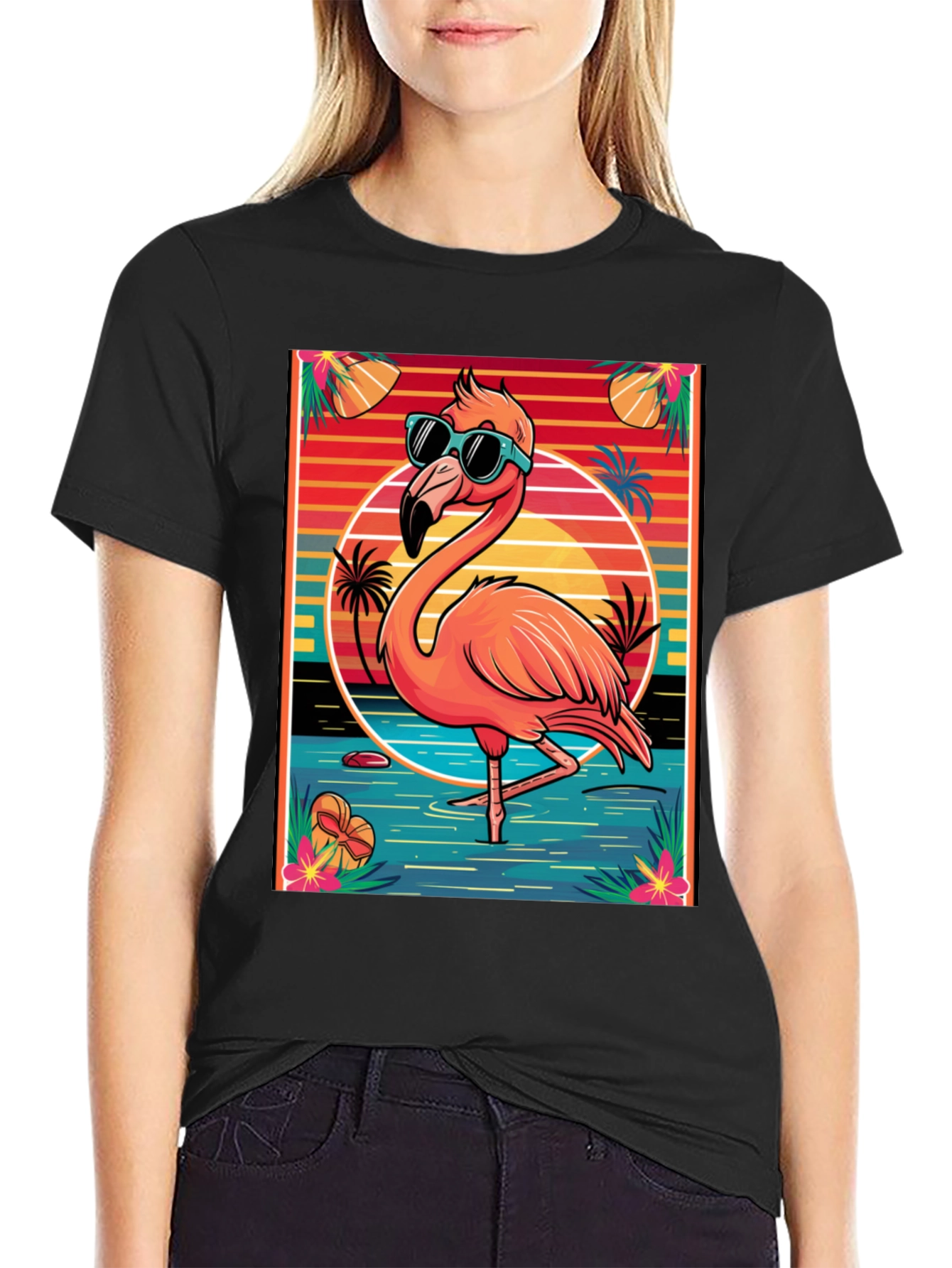 Tropical Flamingo Graphic T-Shirt