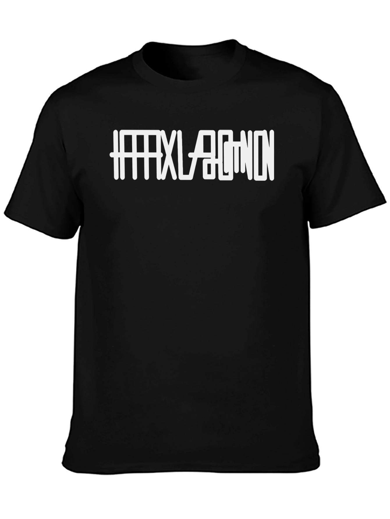 Black T-Shirt with White Graphic Print