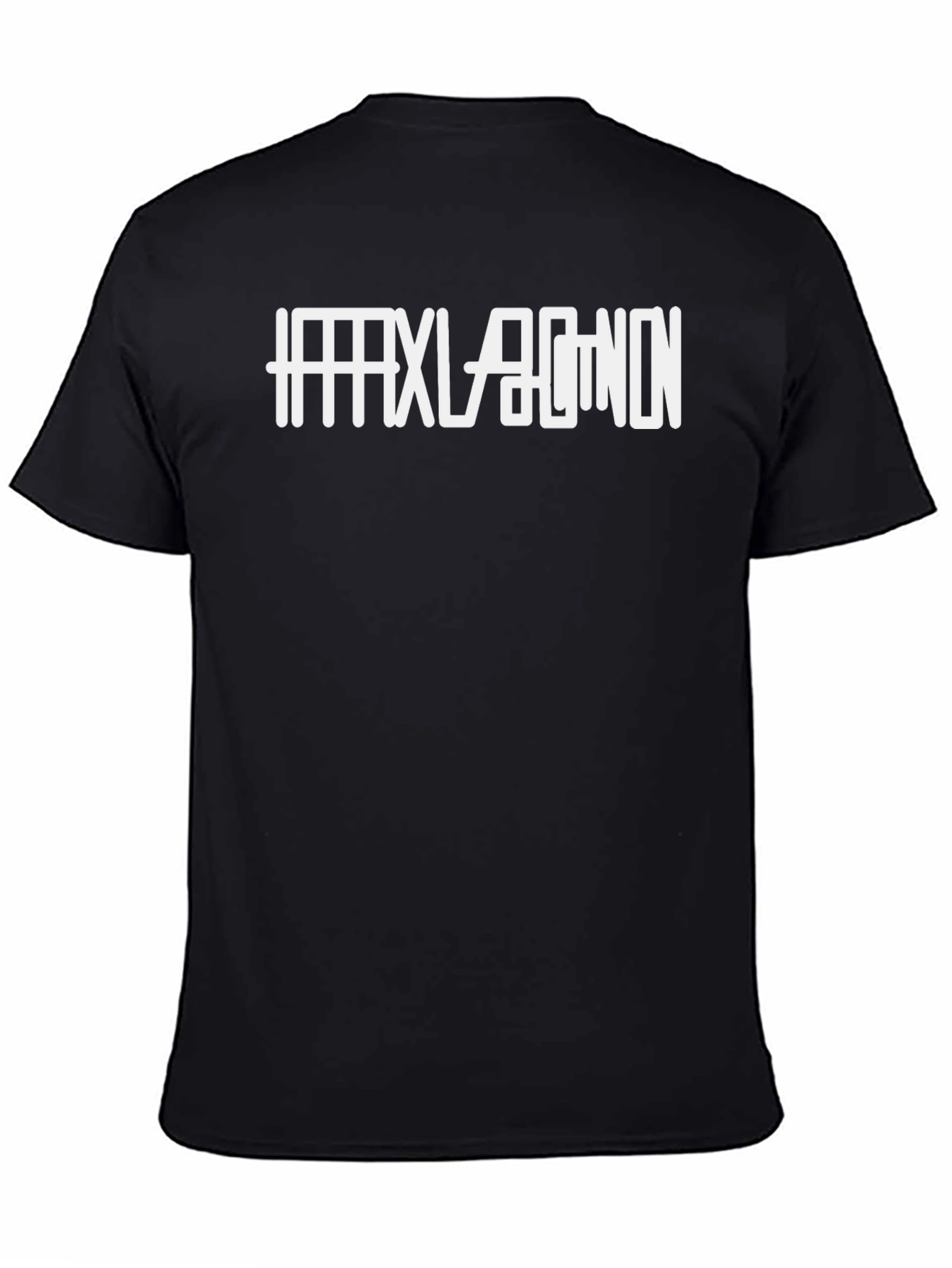 Black T-Shirt with White Graphic Print