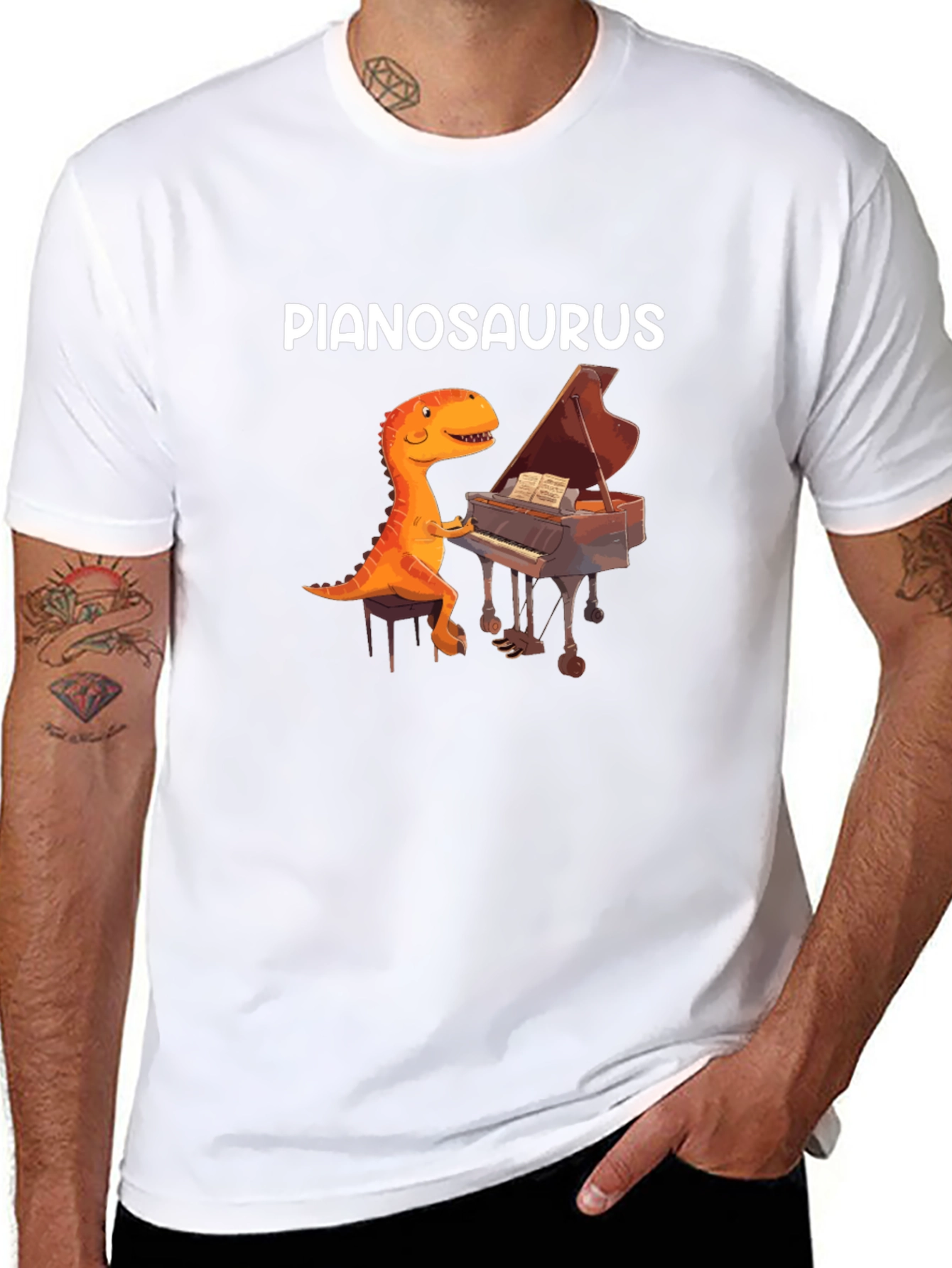 Pianosaurus Graphic Tee - Dinosaur Piano Player