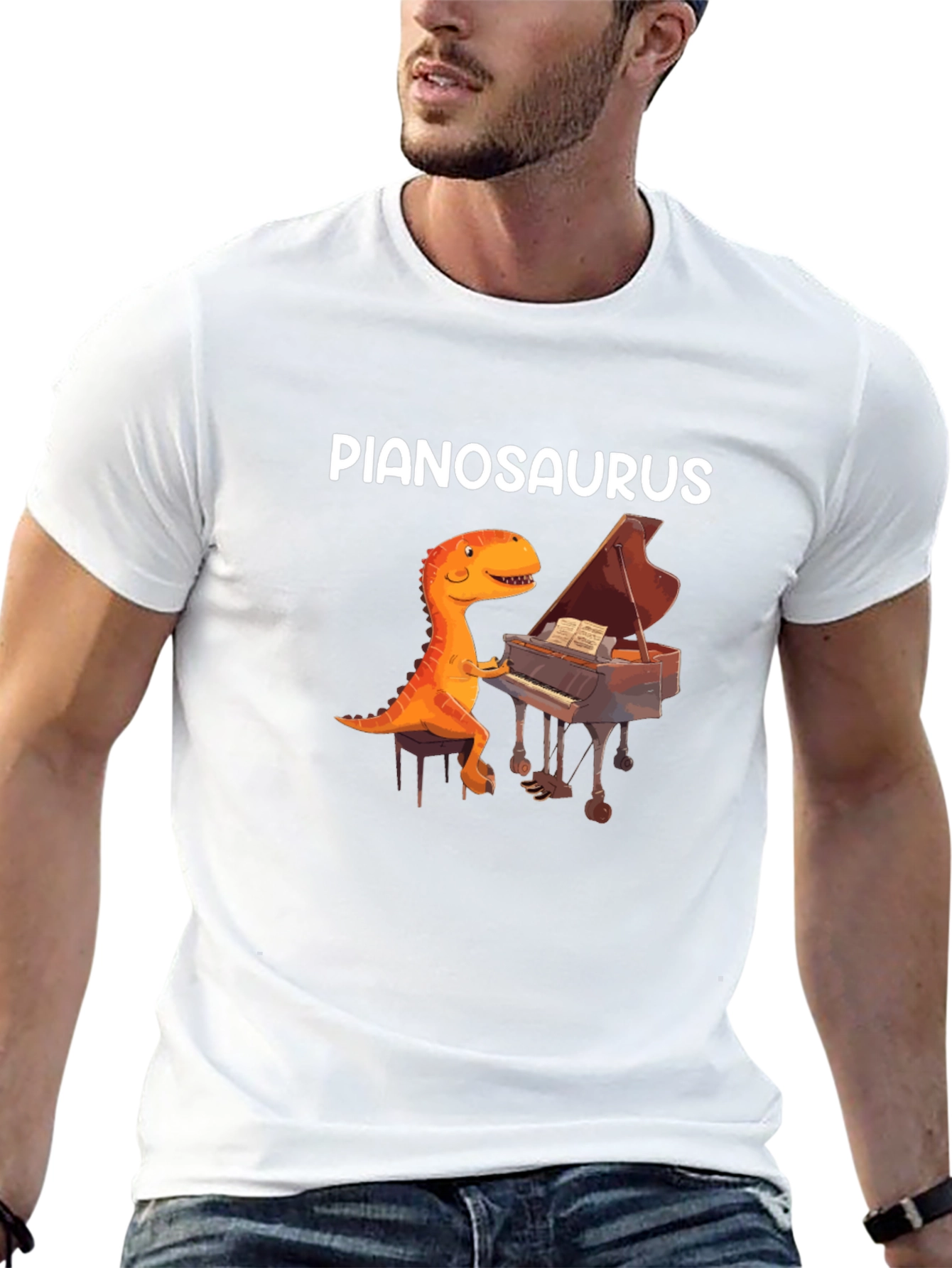 Pianosaurus Graphic Tee - Dinosaur Piano Player