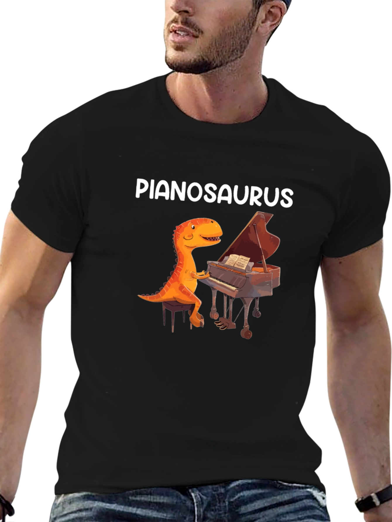 Pianosaurus Graphic Tee - Dinosaur Piano Player