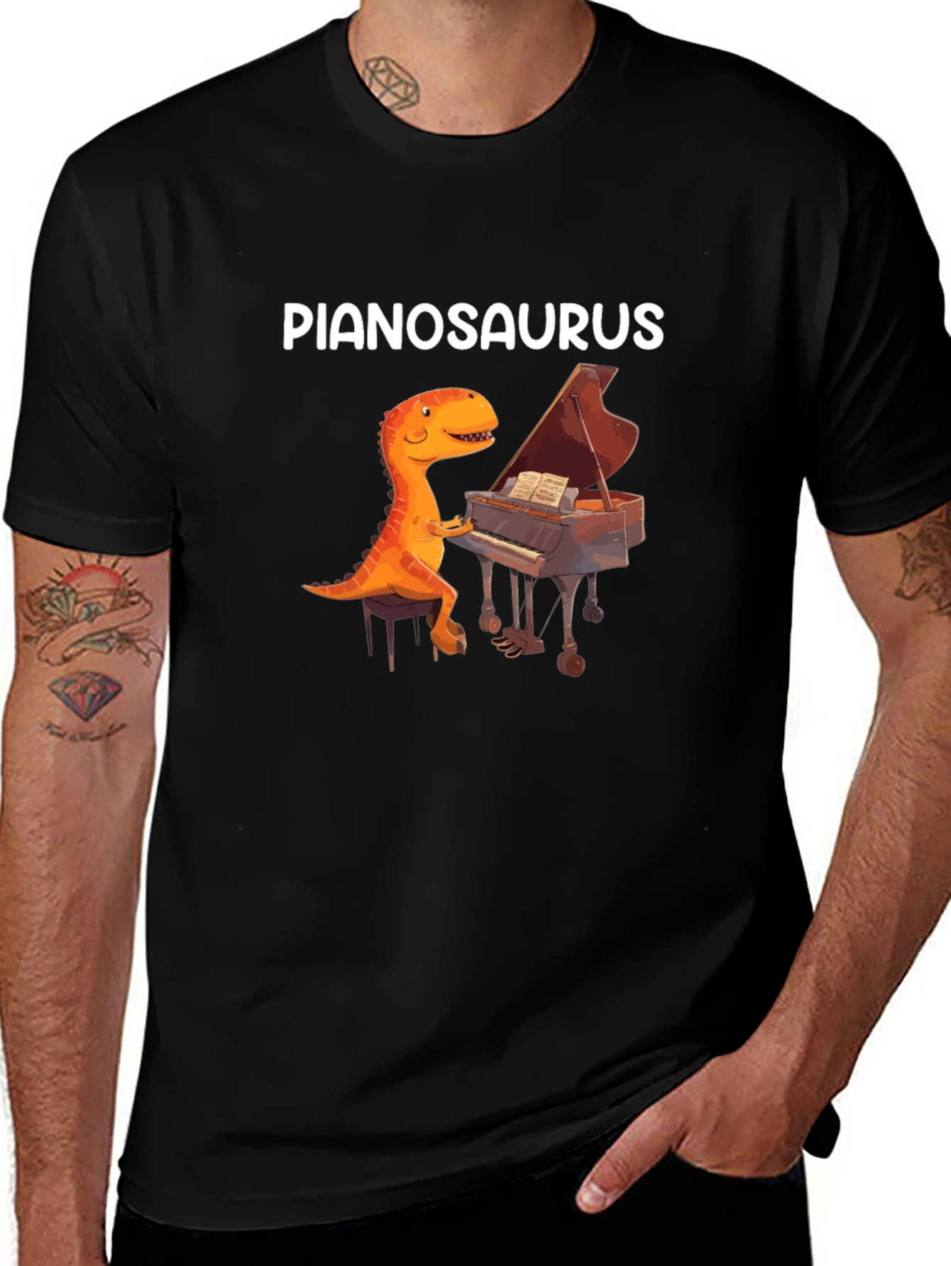 Pianosaurus Graphic Tee - Dinosaur Piano Player