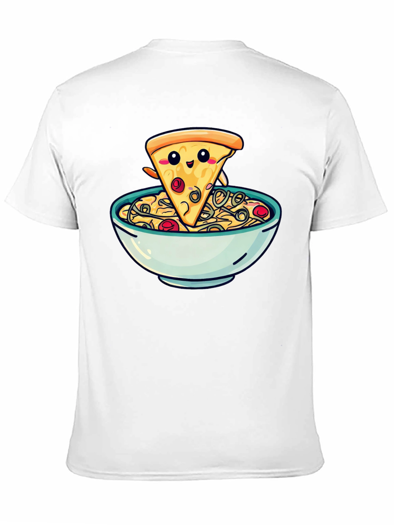 Cute Pizza Slice in Bowl Graphic T-Shirt