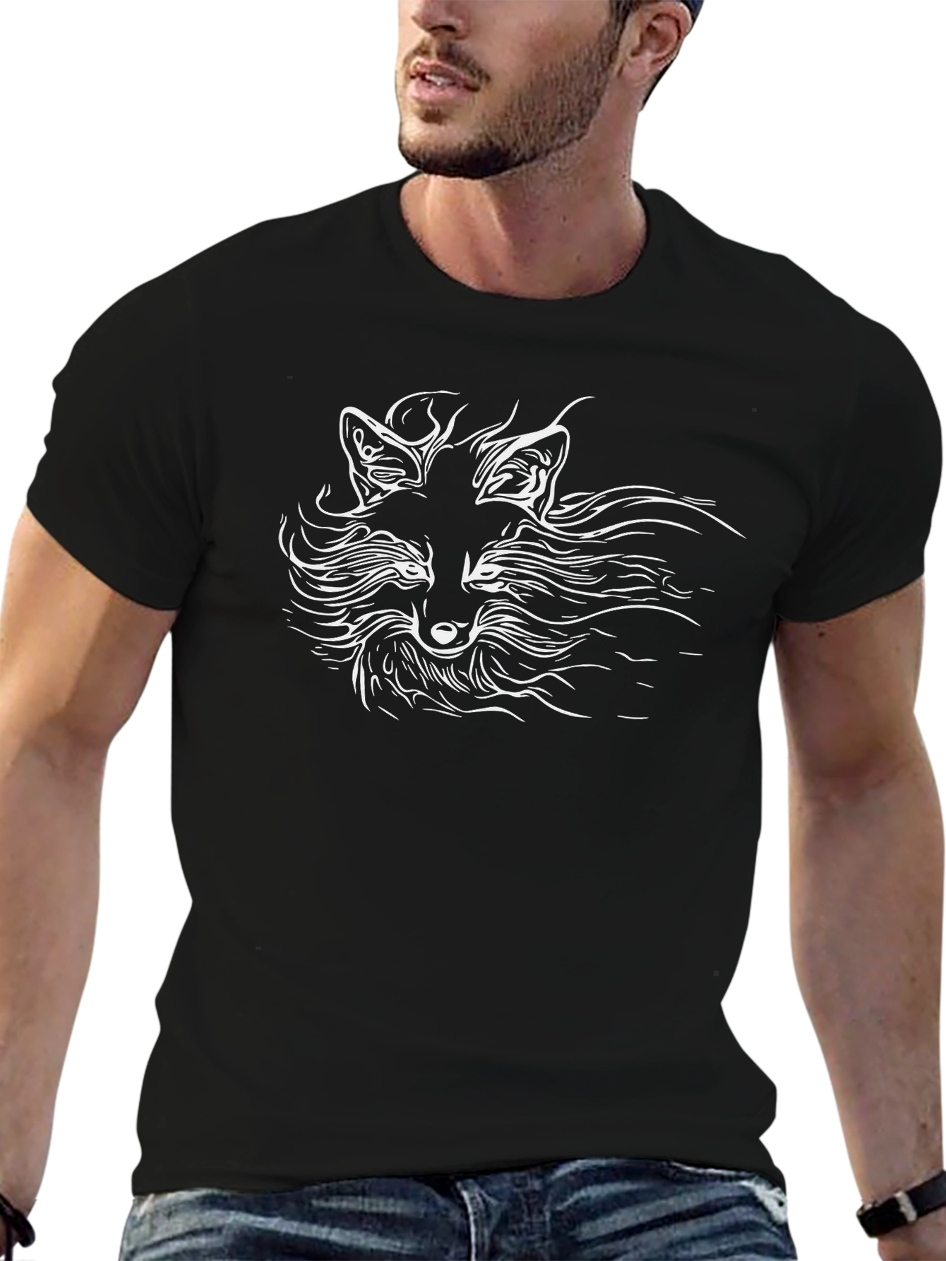 Fox Graphic Black T-Shirt - Stylish Animal Design