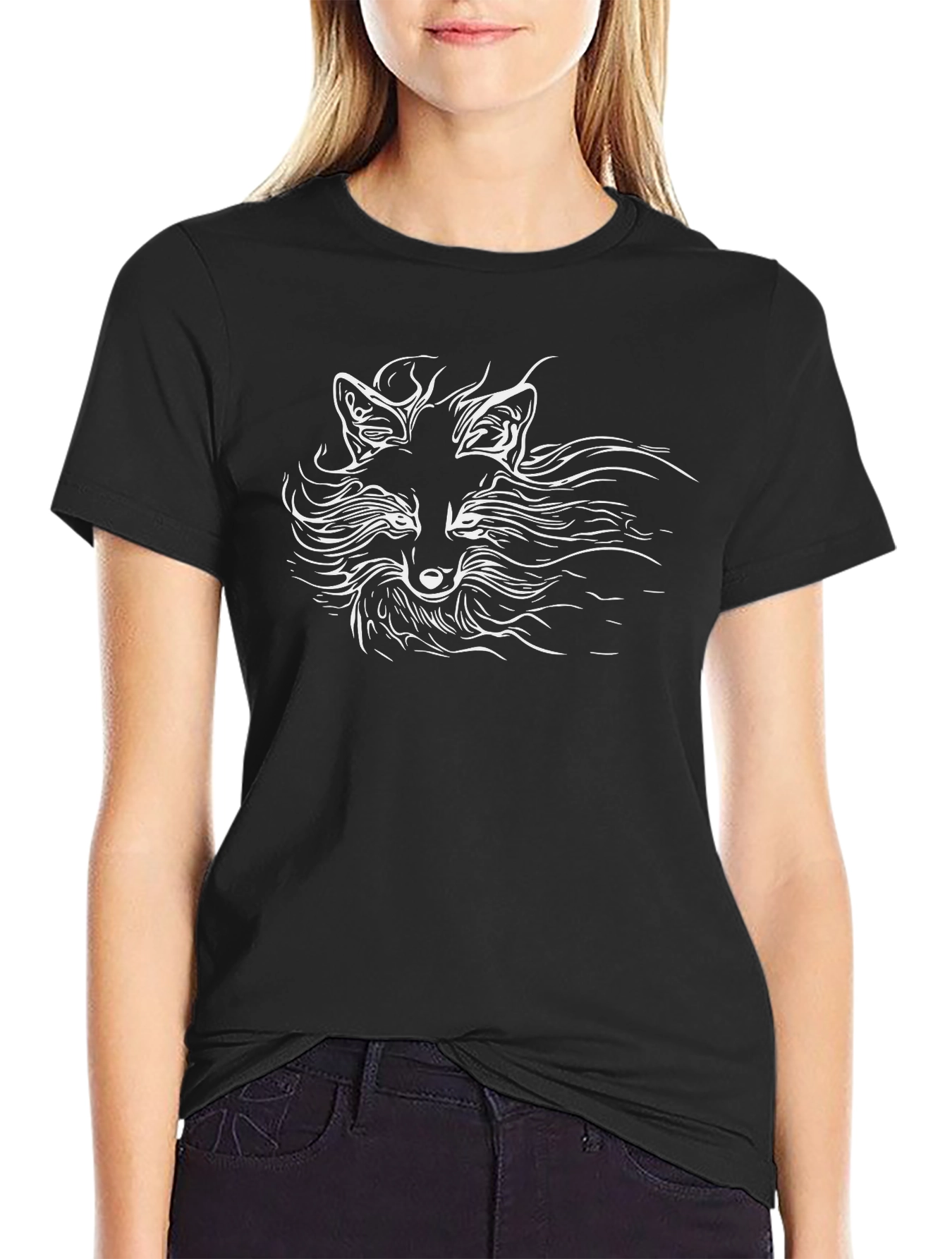 Fox Graphic Black T-Shirt - Stylish Animal Design