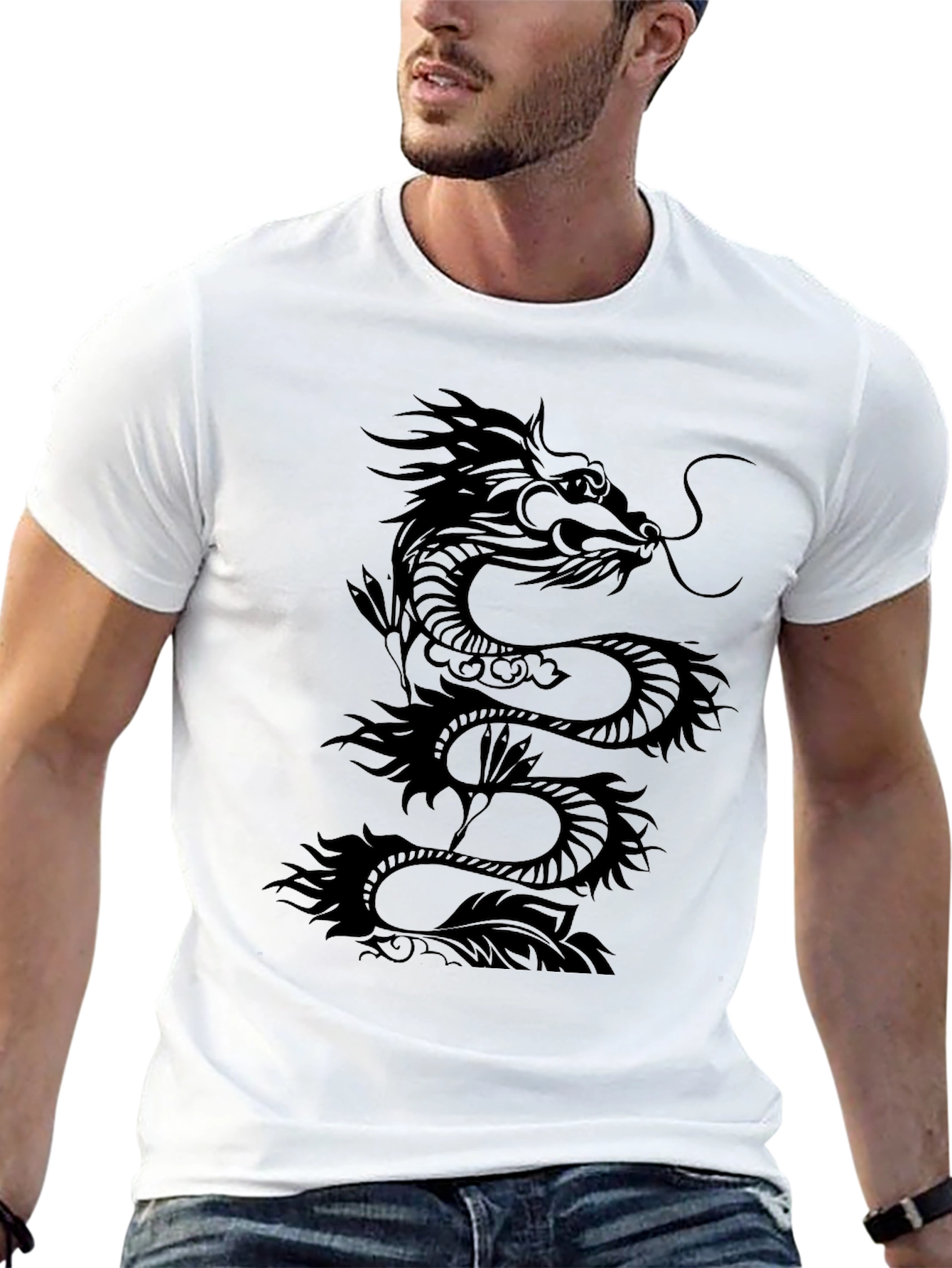 Dragon Graphic Tee - Black Cotton Comfort