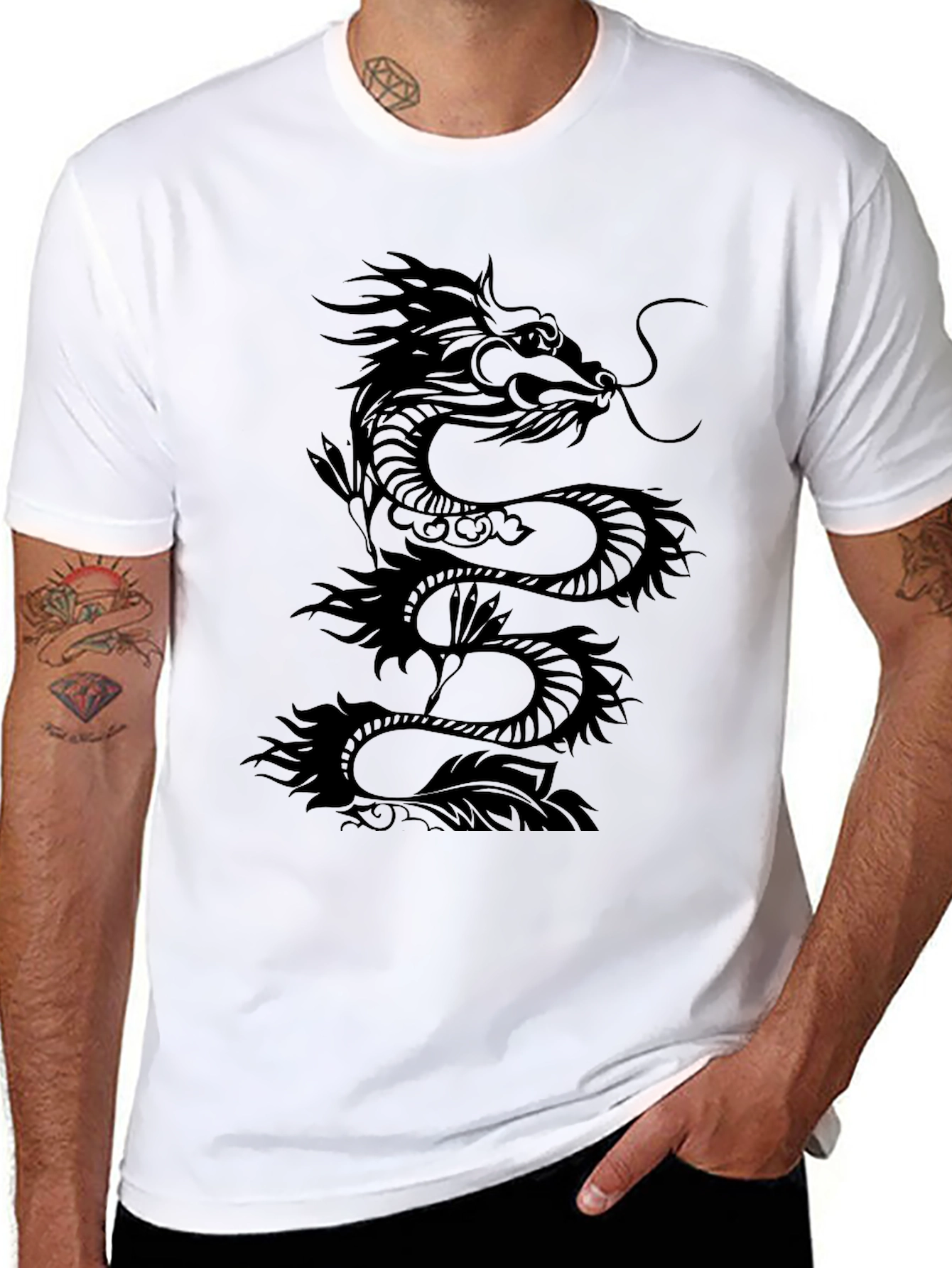 Dragon Graphic Tee - Black Cotton Comfort