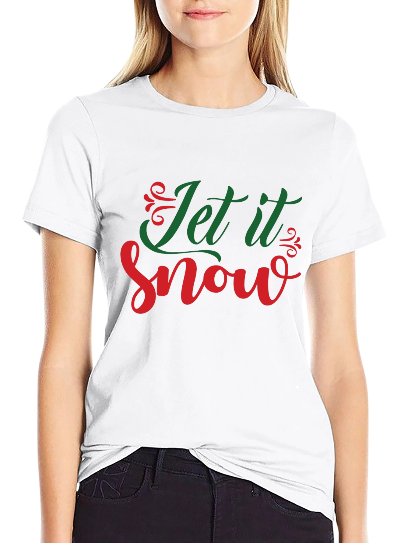 Let it Snow Christmas Holiday Black Graphic Tee