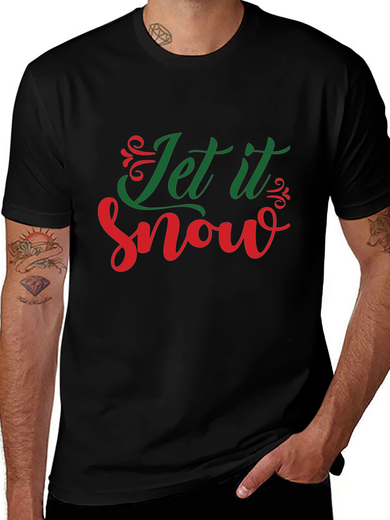Let it Snow Christmas Holiday Black Graphic Tee