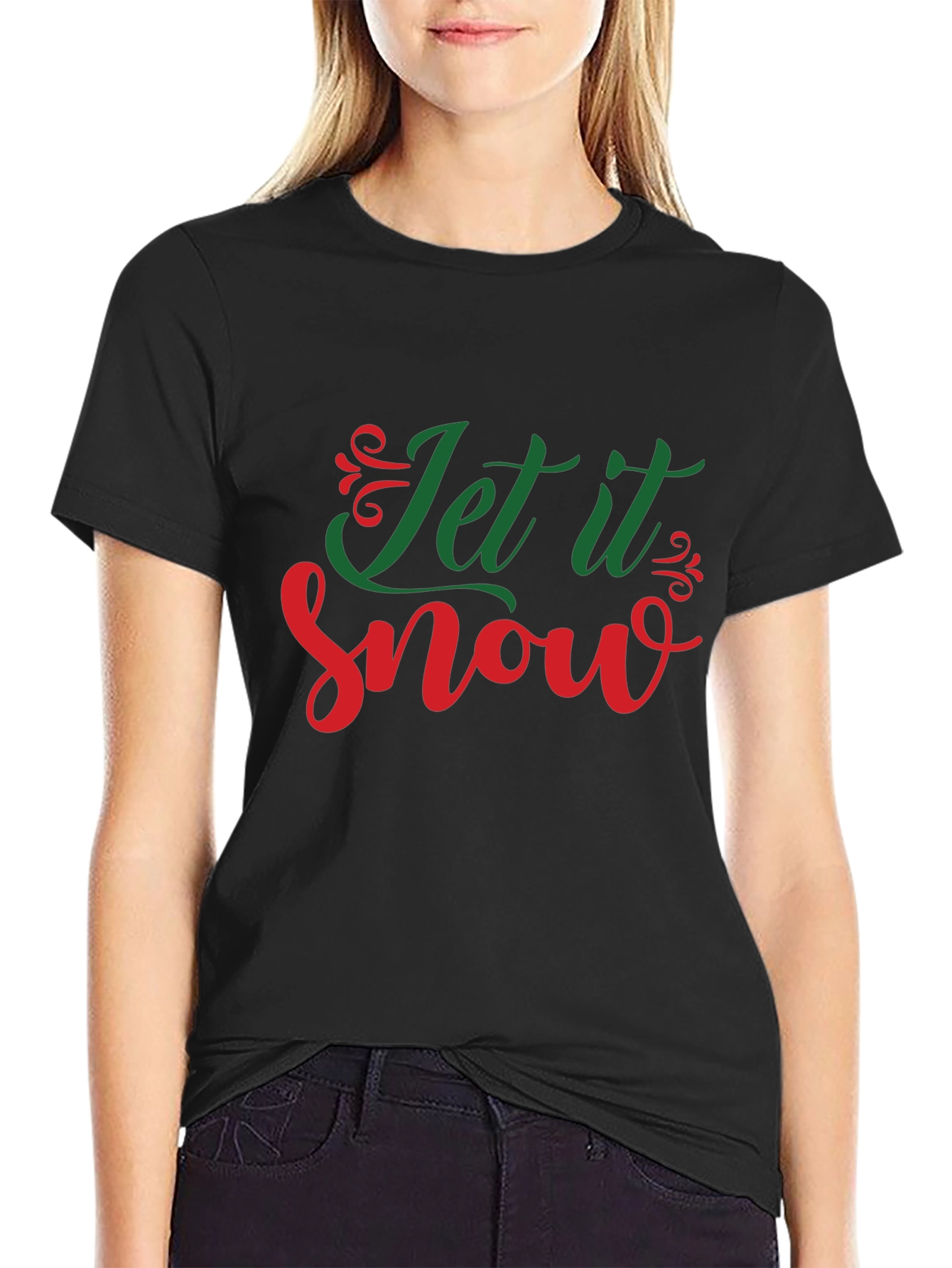 Let it Snow Christmas Holiday Black Graphic Tee