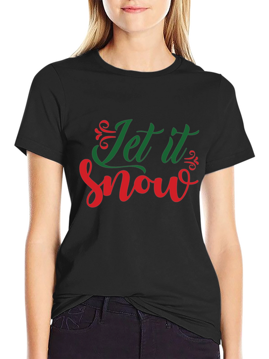 Let it Snow Christmas Holiday Black Graphic Tee