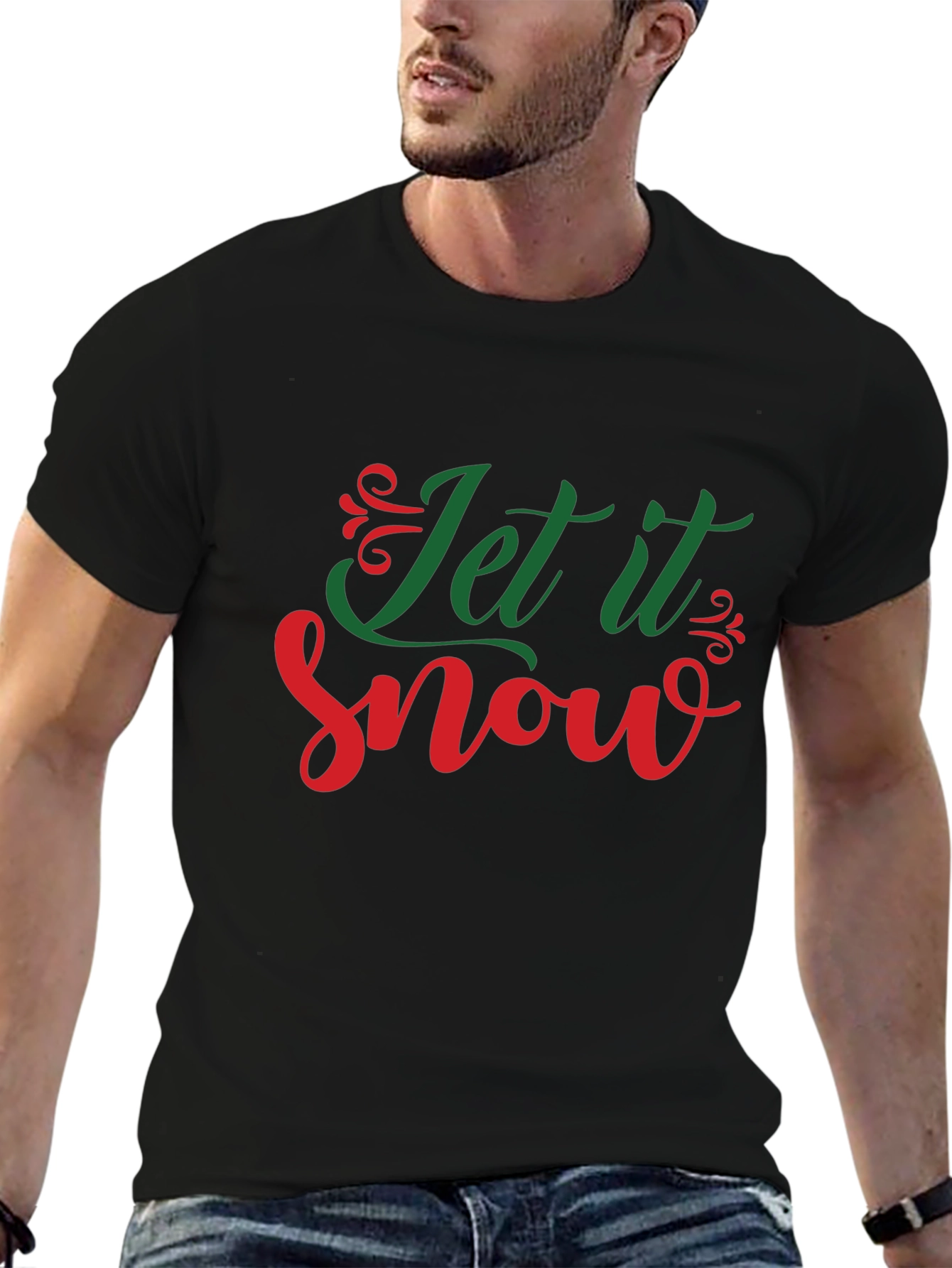 Let it Snow Christmas Holiday Black Graphic Tee