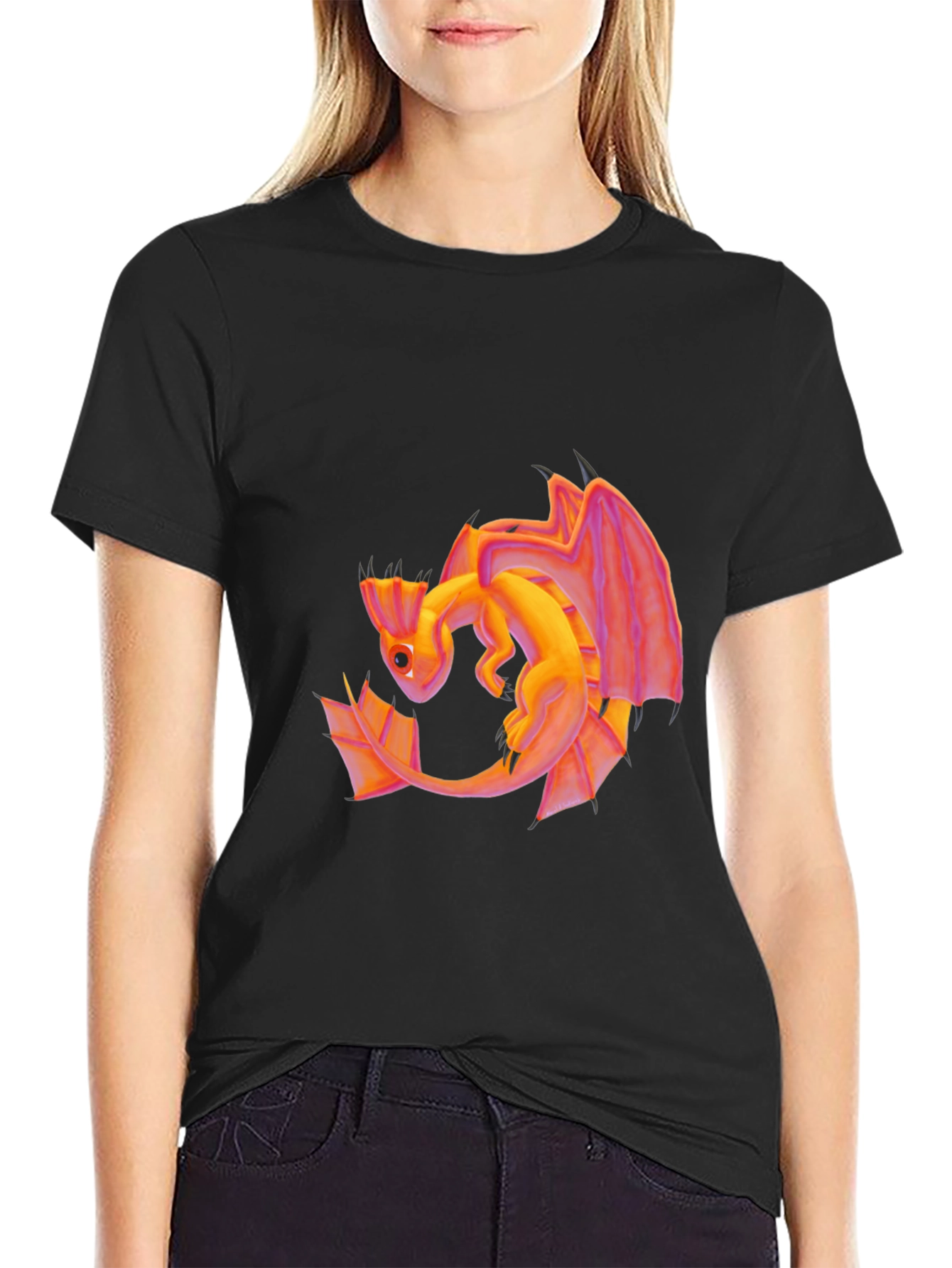 Dragon Graphic Tee - Black Cotton T-Shirt