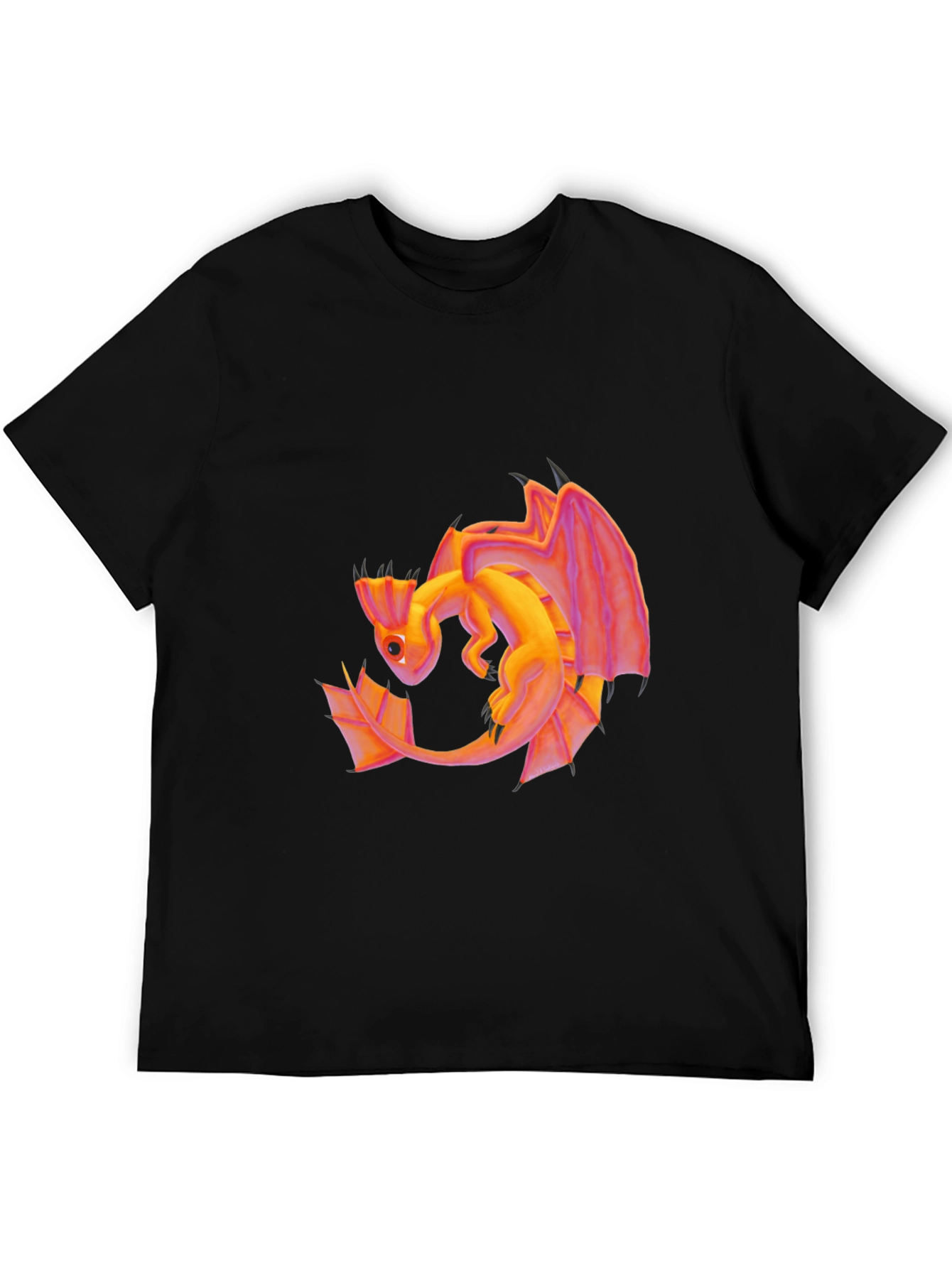 Dragon Graphic Tee - Black Cotton T-Shirt