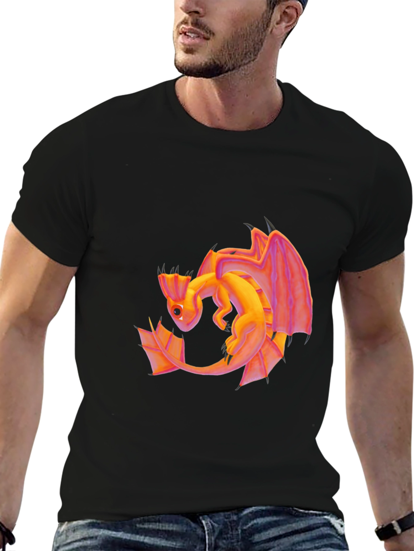 Dragon Graphic Tee - Black Cotton T-Shirt