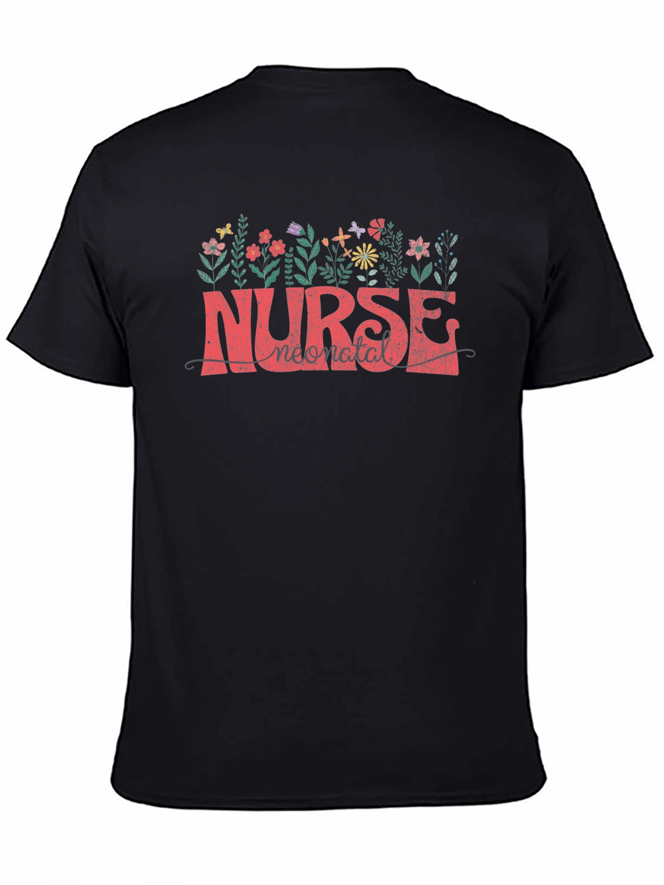 Neonatal Nurse Floral Tee - Black