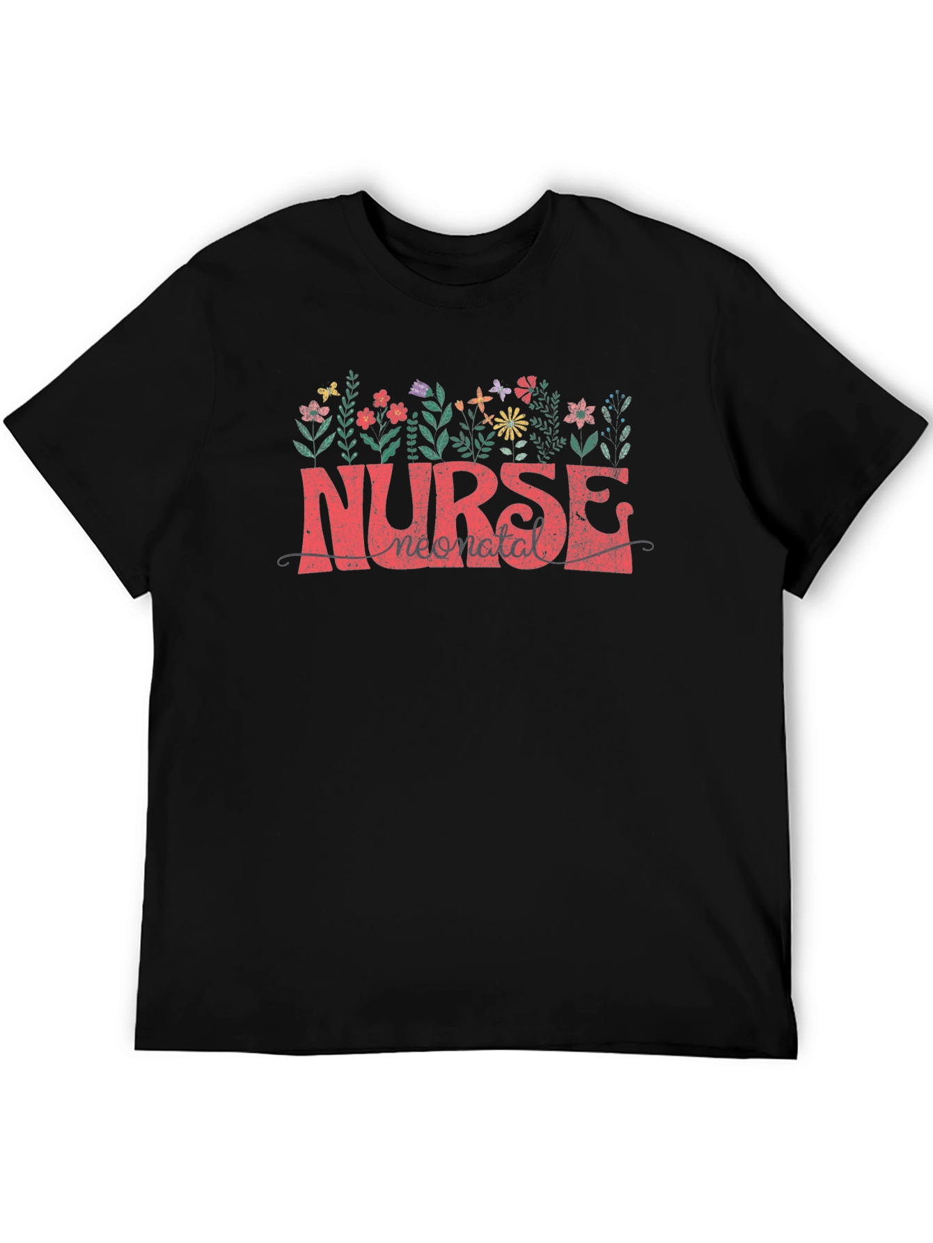 Neonatal Nurse Floral Tee - Black