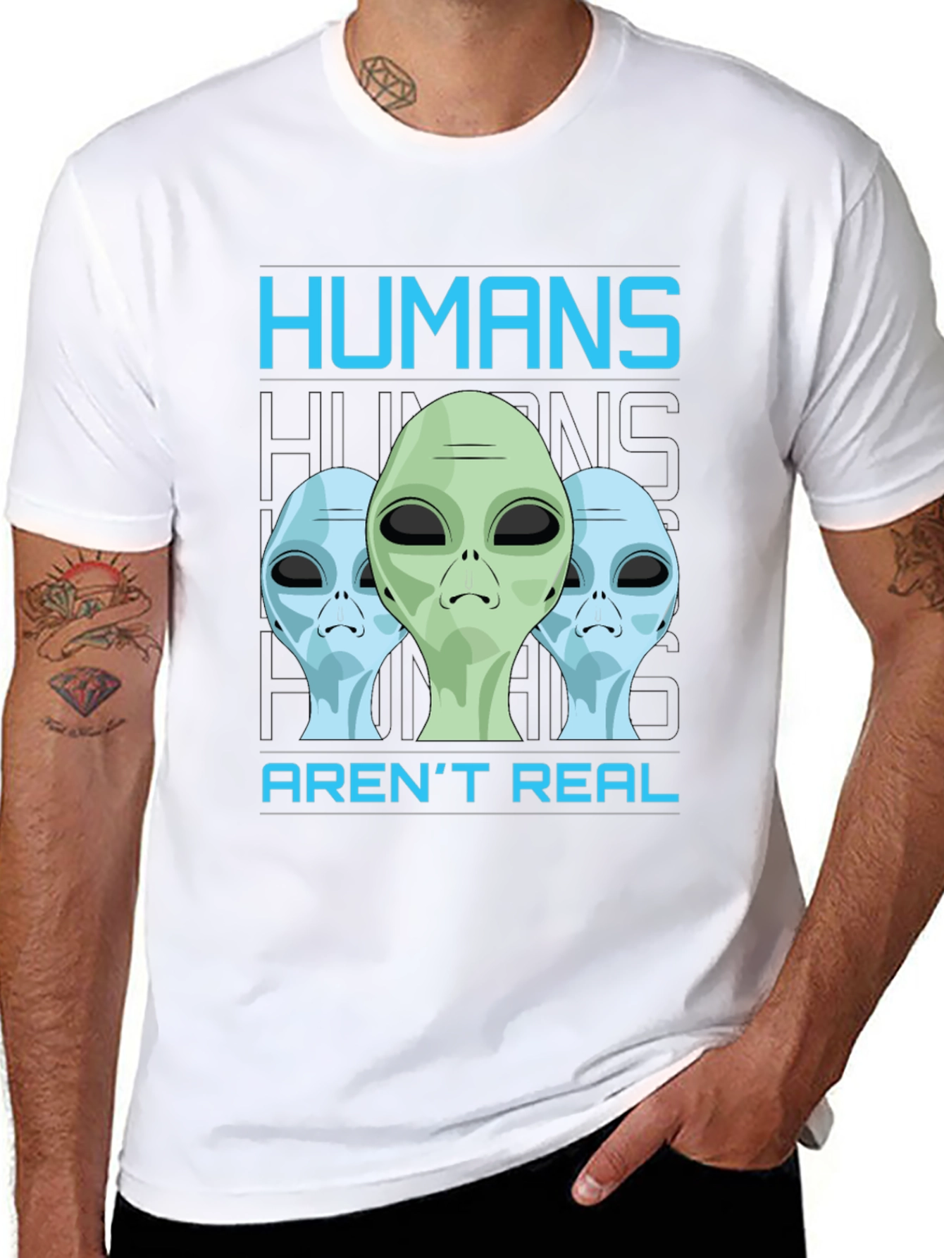 Humans Arent Real Alien Graphic T-Shirt