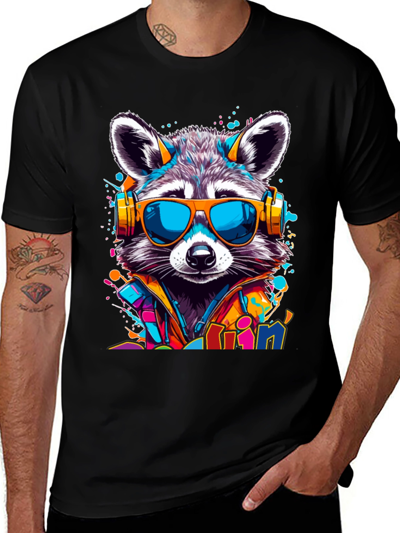 Raccoon DJ T-Shirt - Cool Animal Graphic Tee