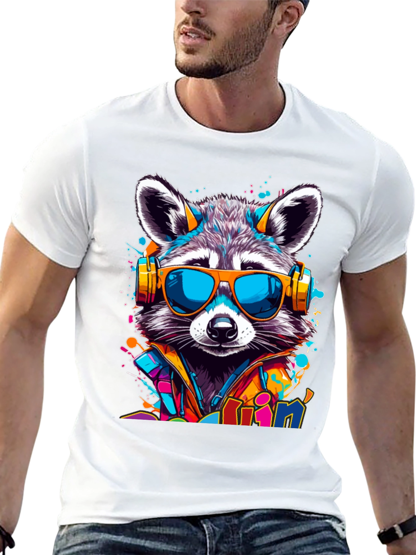 Raccoon DJ T-Shirt - Cool Animal Graphic Tee