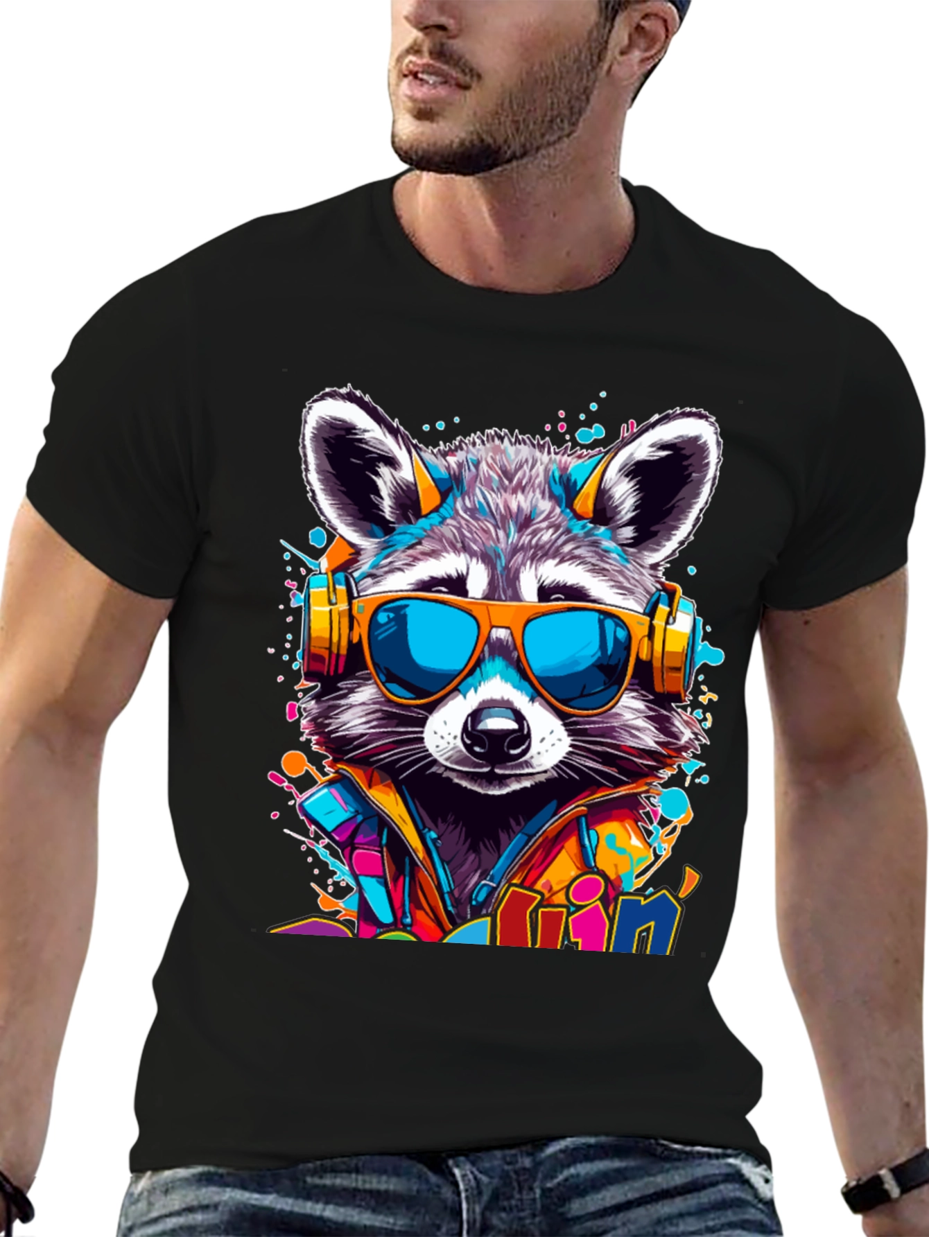 Raccoon DJ T-Shirt - Cool Animal Graphic Tee