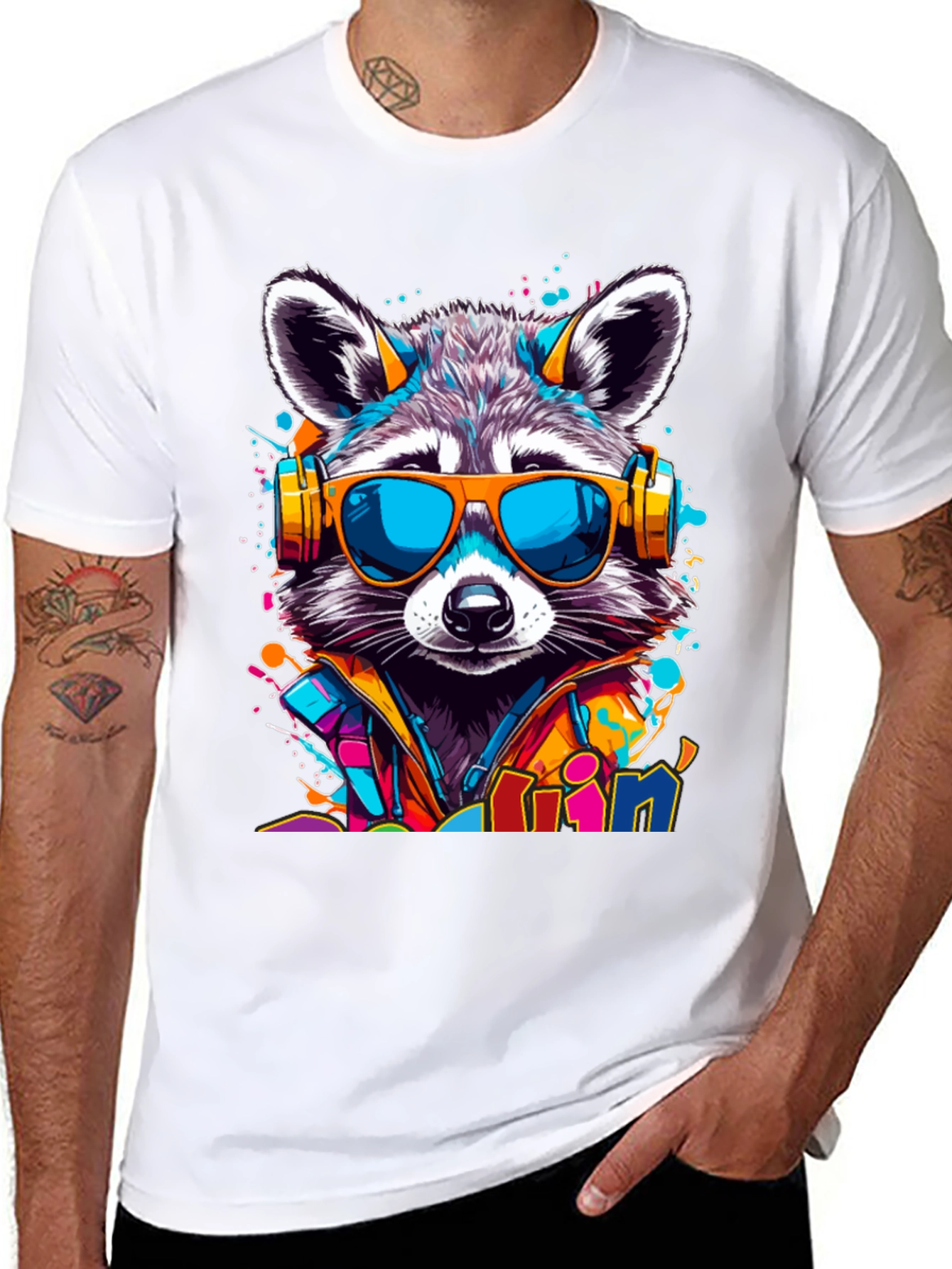 Raccoon DJ T-Shirt - Cool Animal Graphic Tee