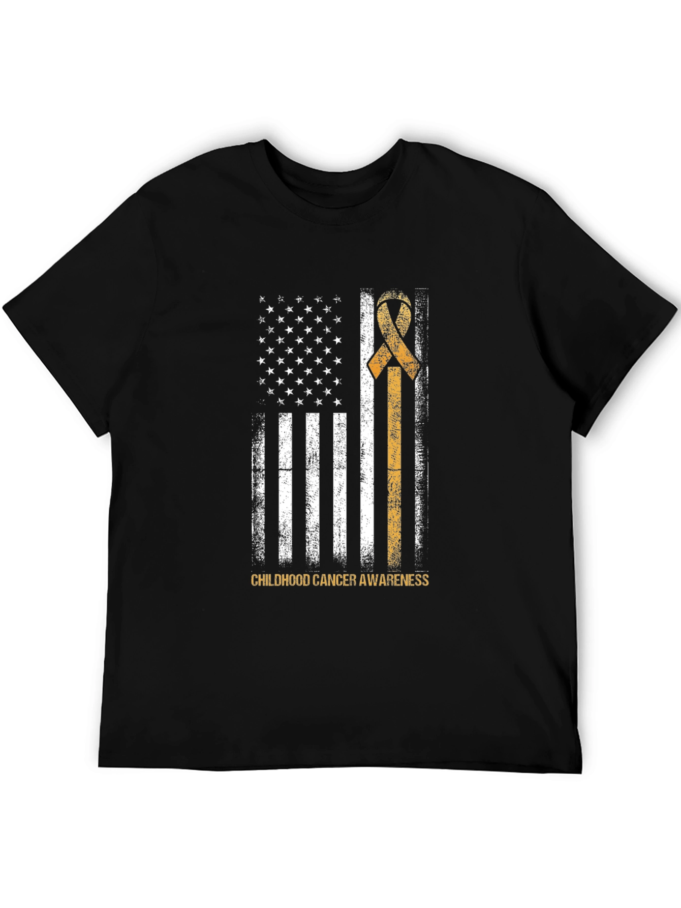 Childhood Cancer Awareness USA Flag Ribbon T-Shirt