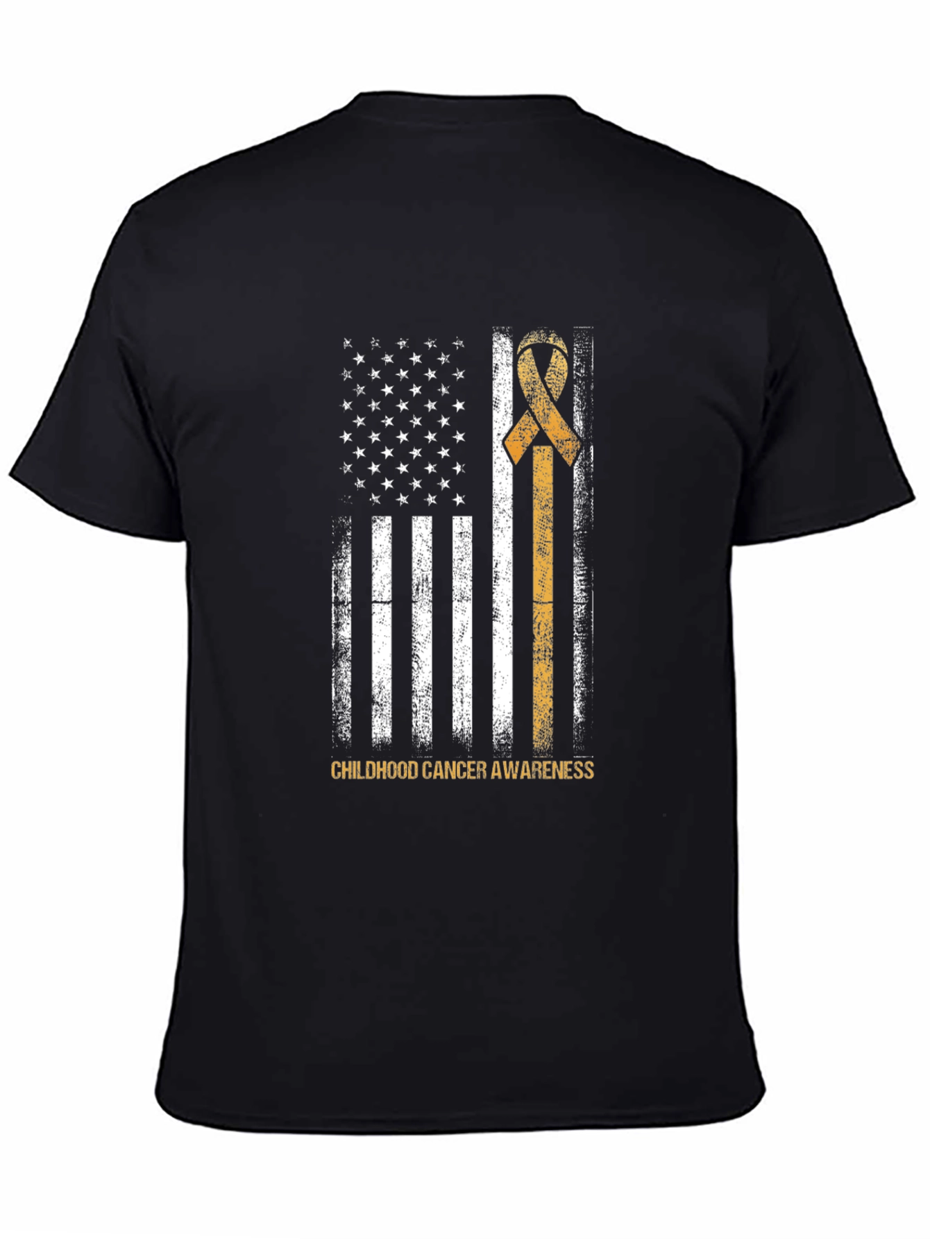 Childhood Cancer Awareness USA Flag Ribbon T-Shirt