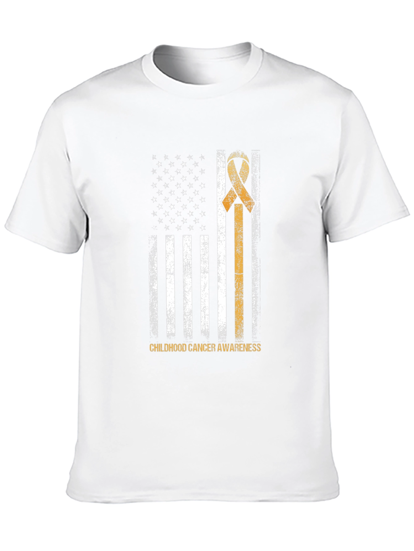 Childhood Cancer Awareness USA Flag Ribbon T-Shirt