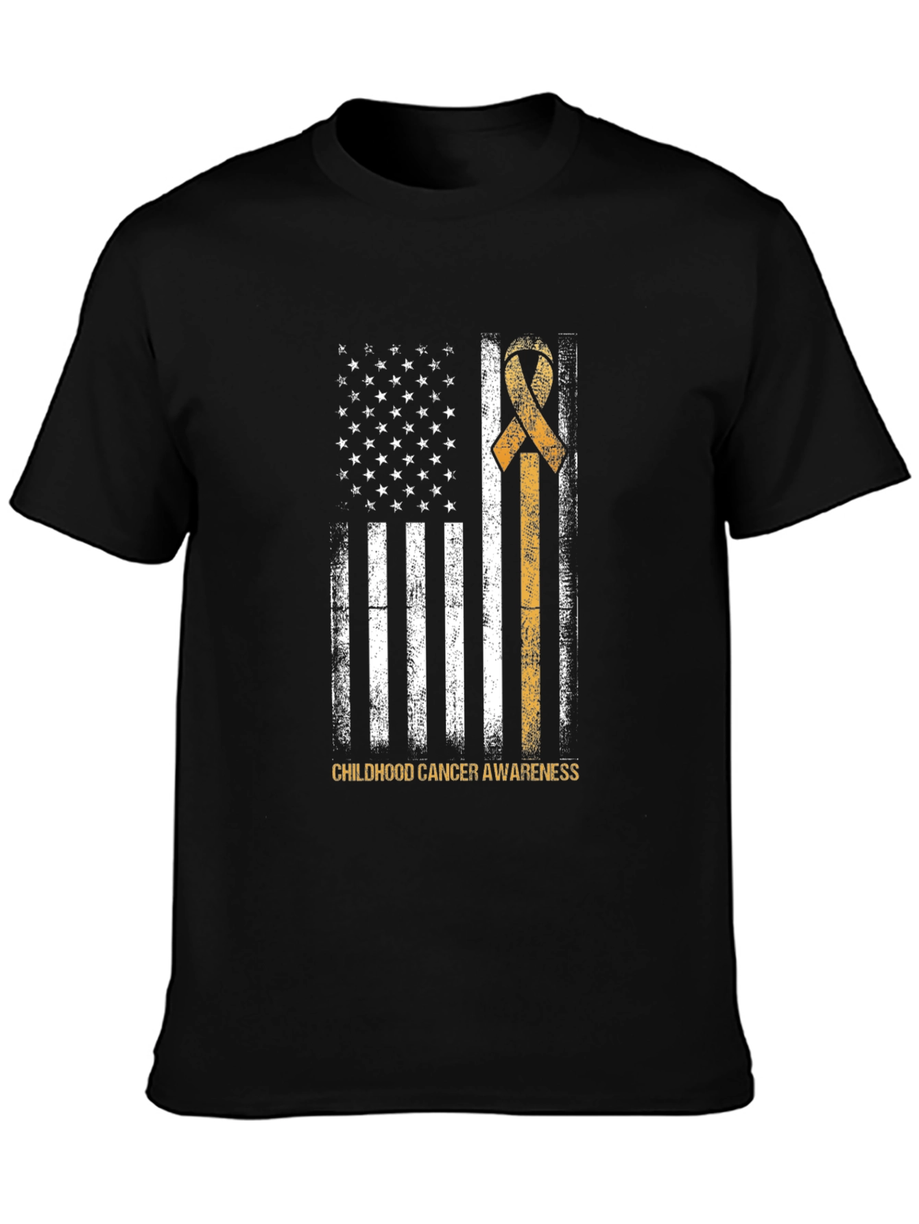 Childhood Cancer Awareness USA Flag Ribbon T-Shirt