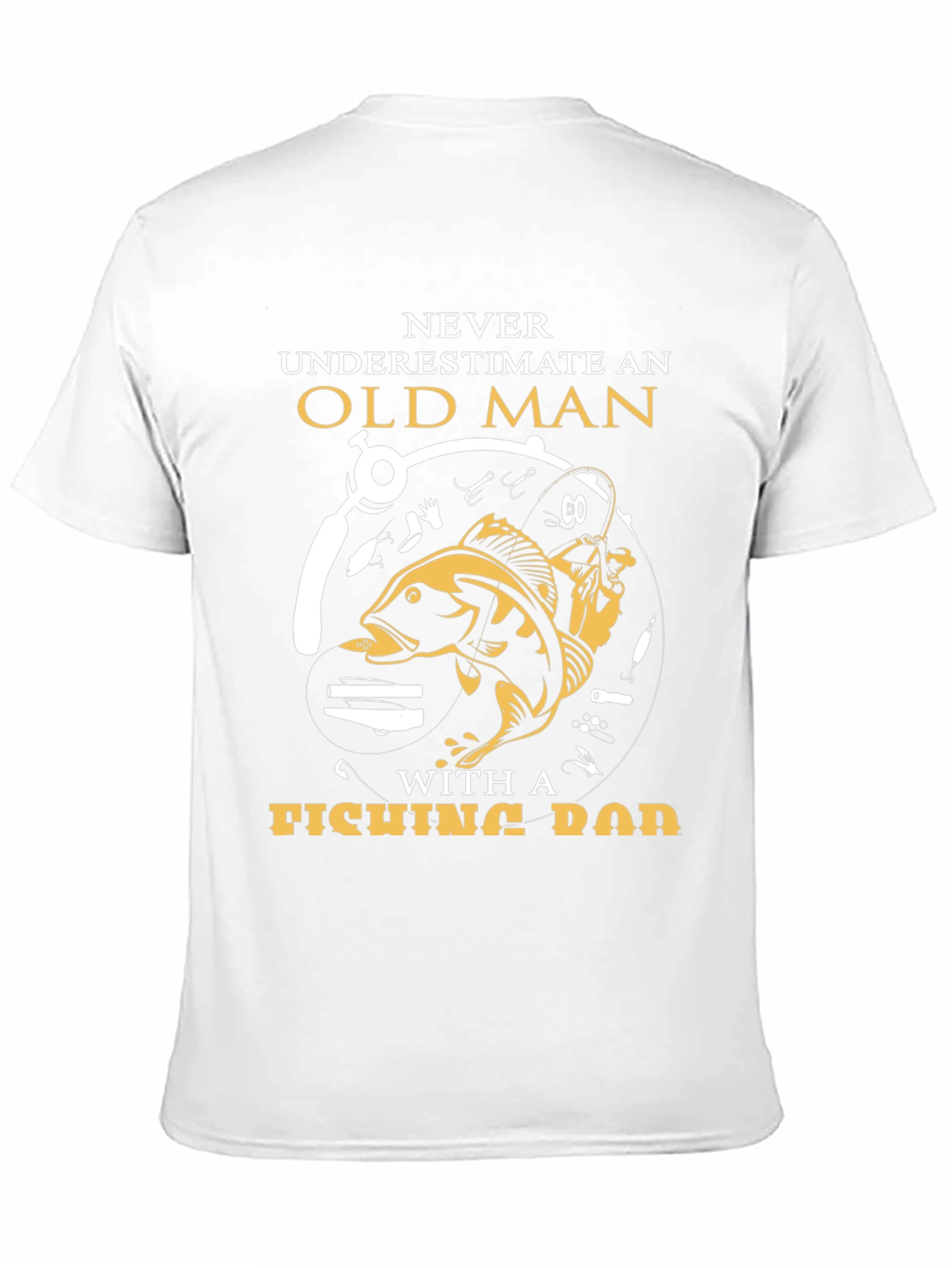 Old Man Fishing Rod Graphic Tee - Black