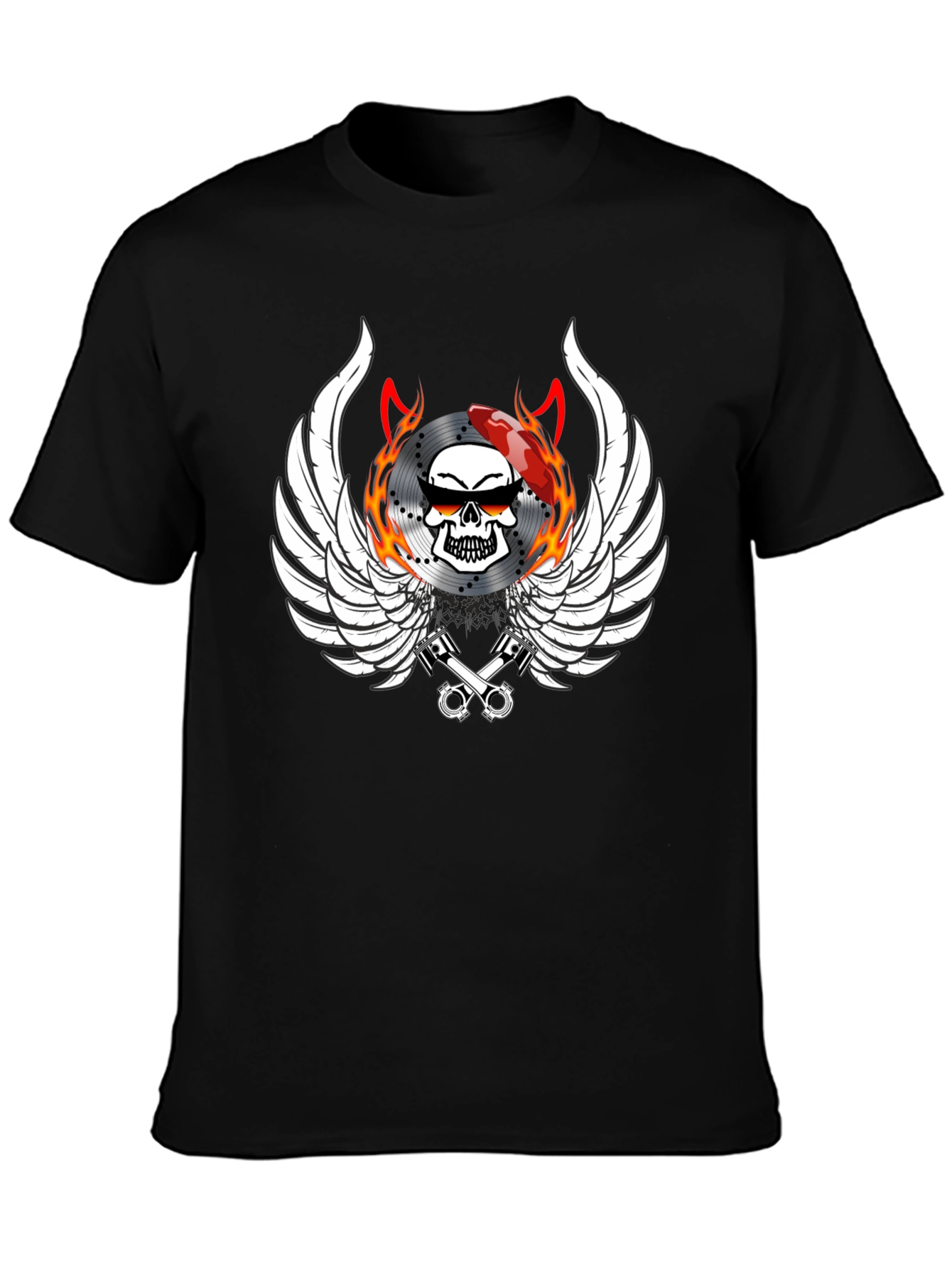 Biker Skull Wings Graphic Tee