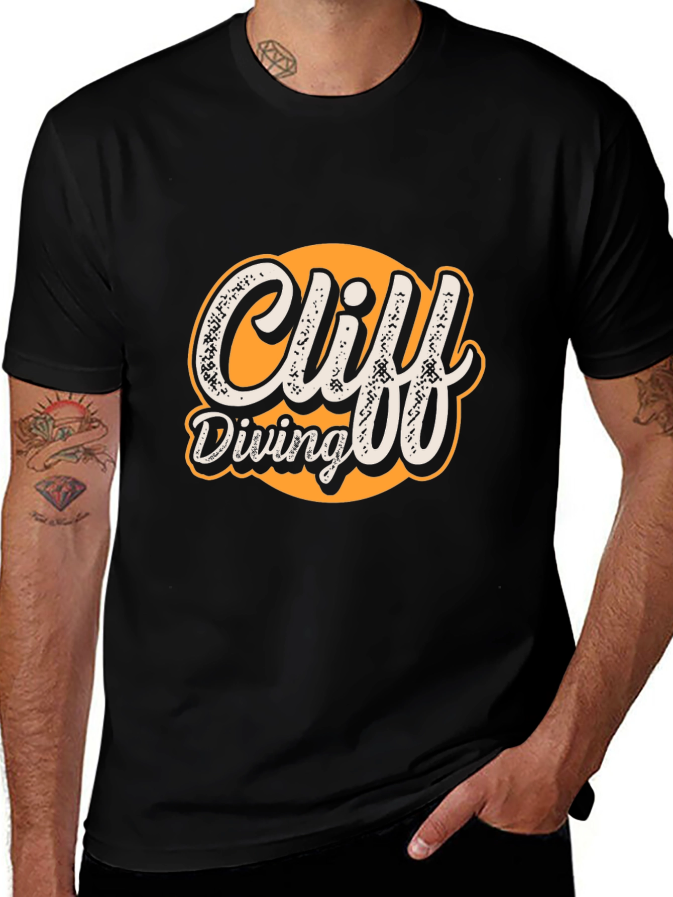 Cliff Diving Graphic Tee - Cool Retro Design