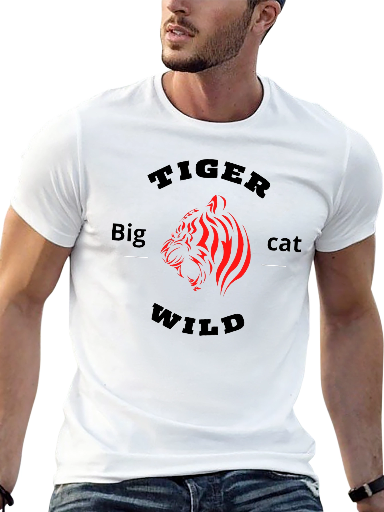 Tiger Big Cat Wild Graphic Black T-Shirt