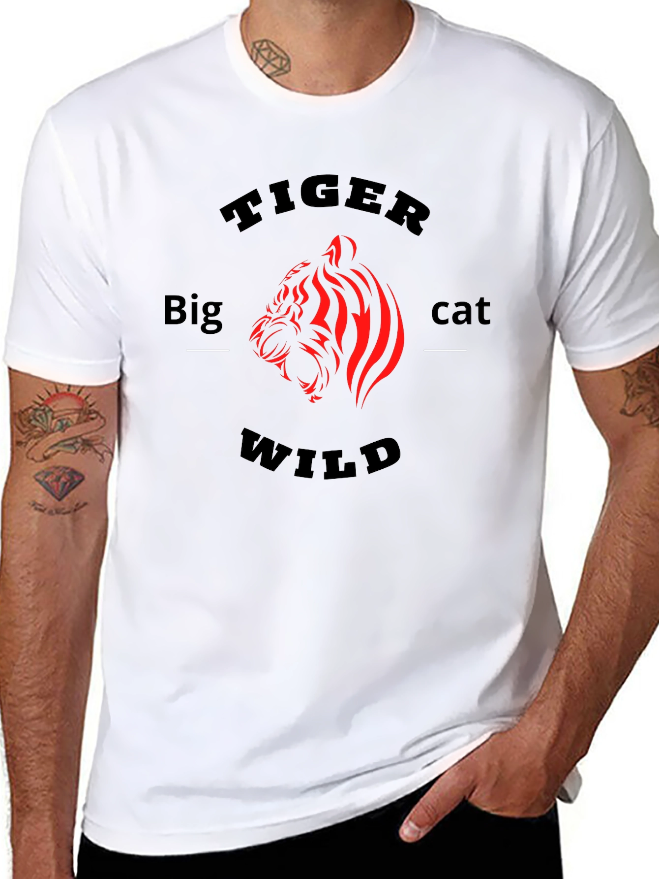 Tiger Big Cat Wild Graphic Black T-Shirt