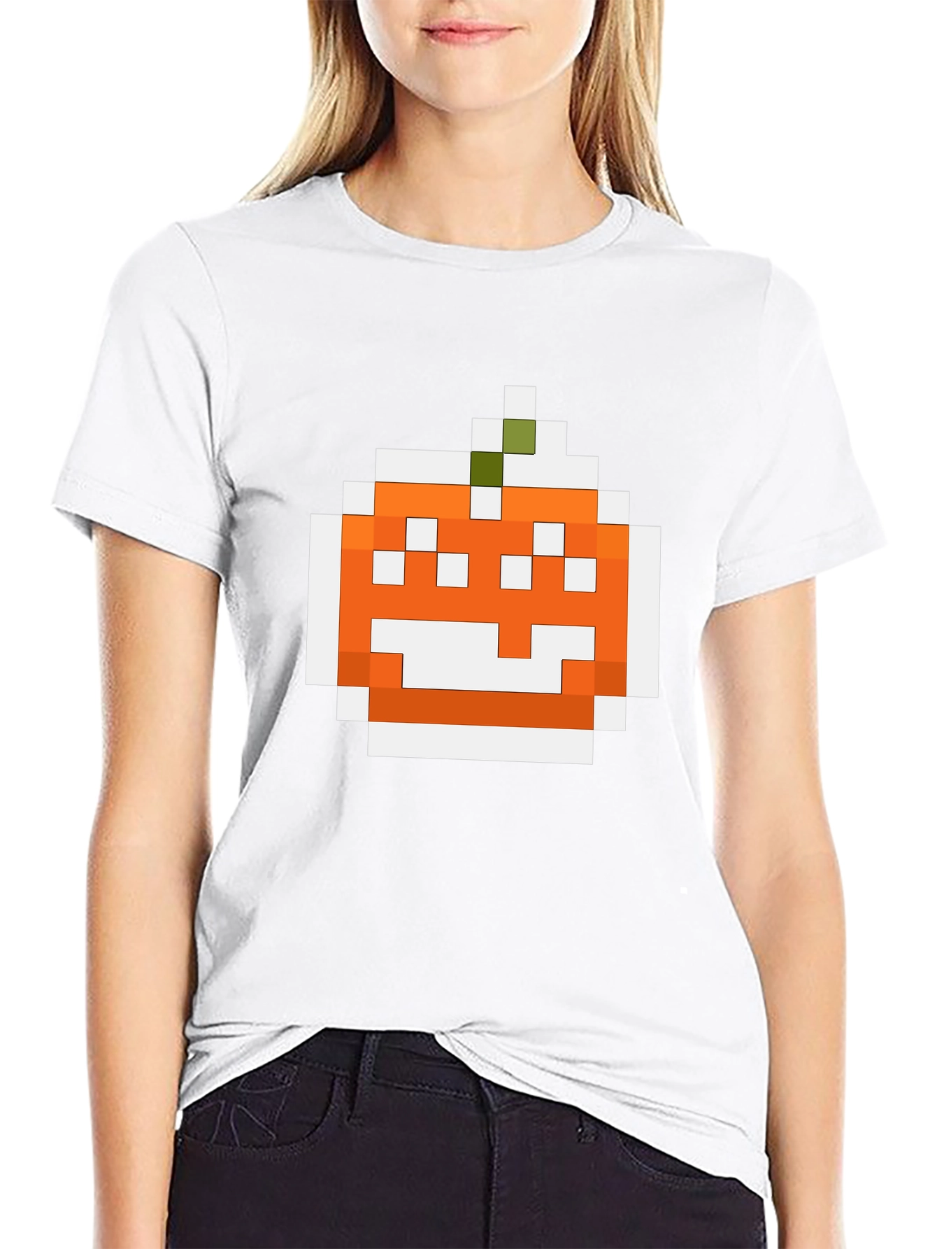 Pixel Pumpkin Graphic Tee - Halloween Shirt