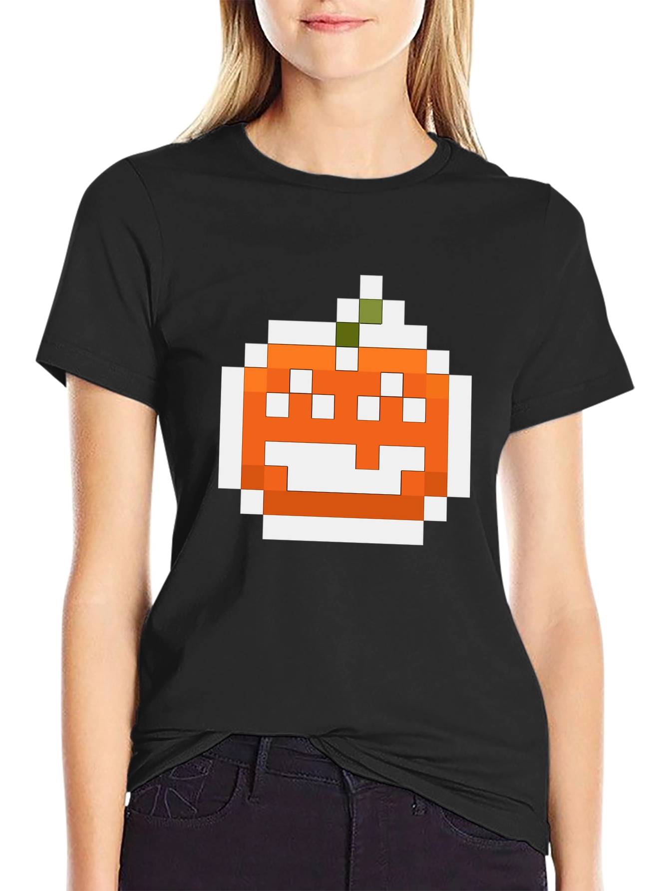 Pixel Pumpkin Graphic Tee - Halloween Shirt