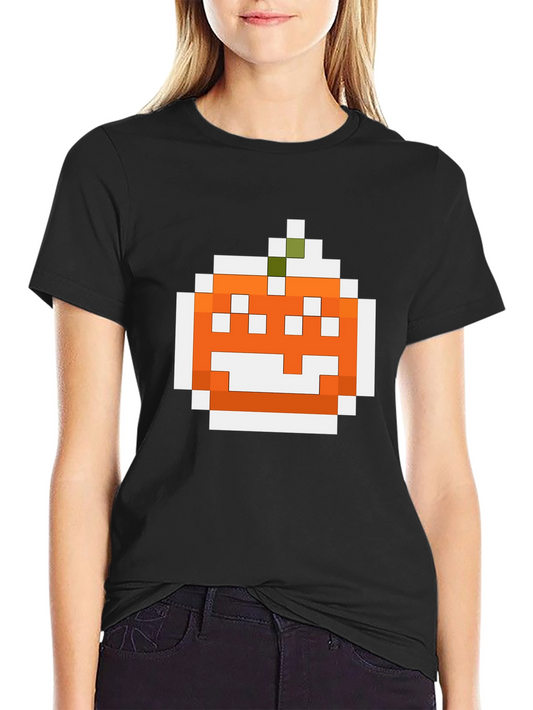Pixel Pumpkin Graphic Tee - Halloween Shirt