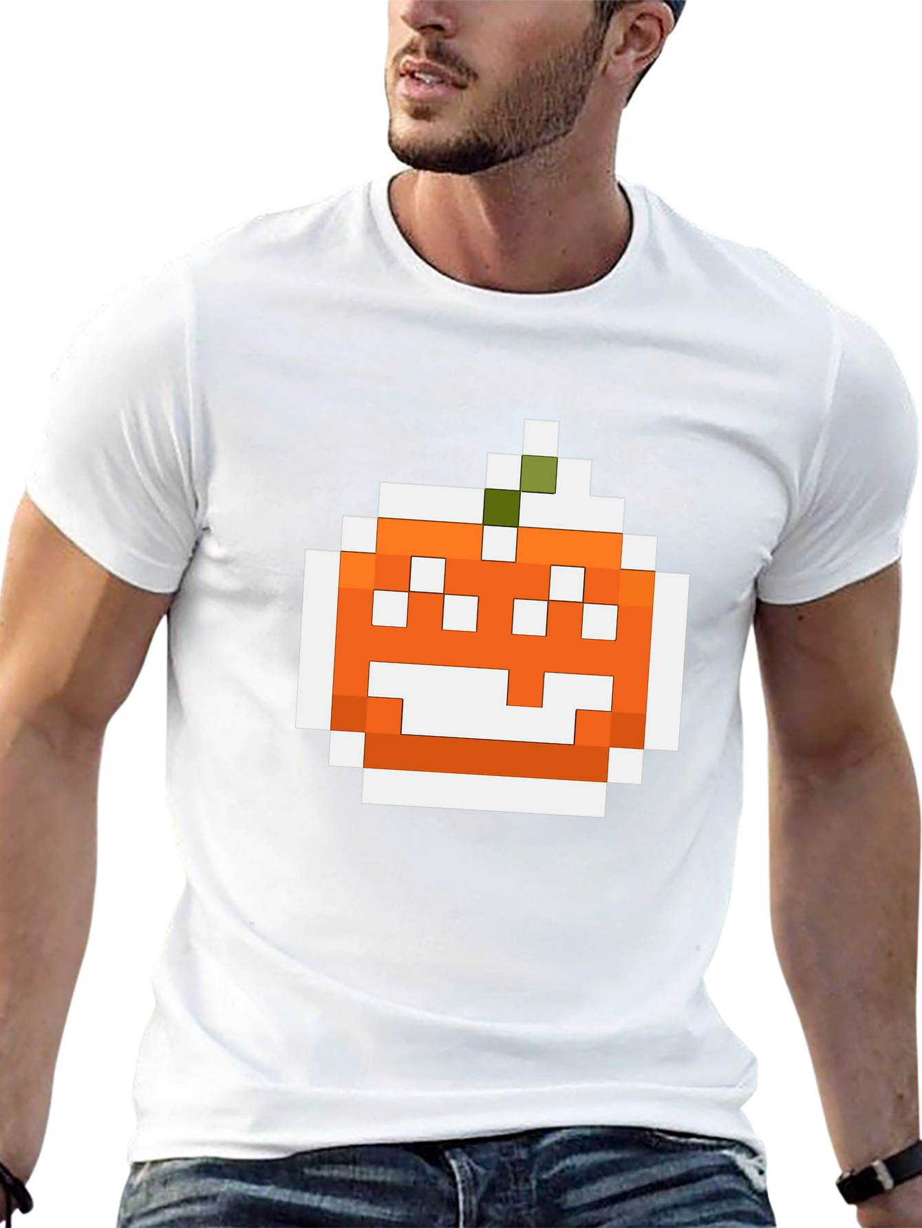 Pixel Pumpkin Graphic Tee - Halloween Shirt