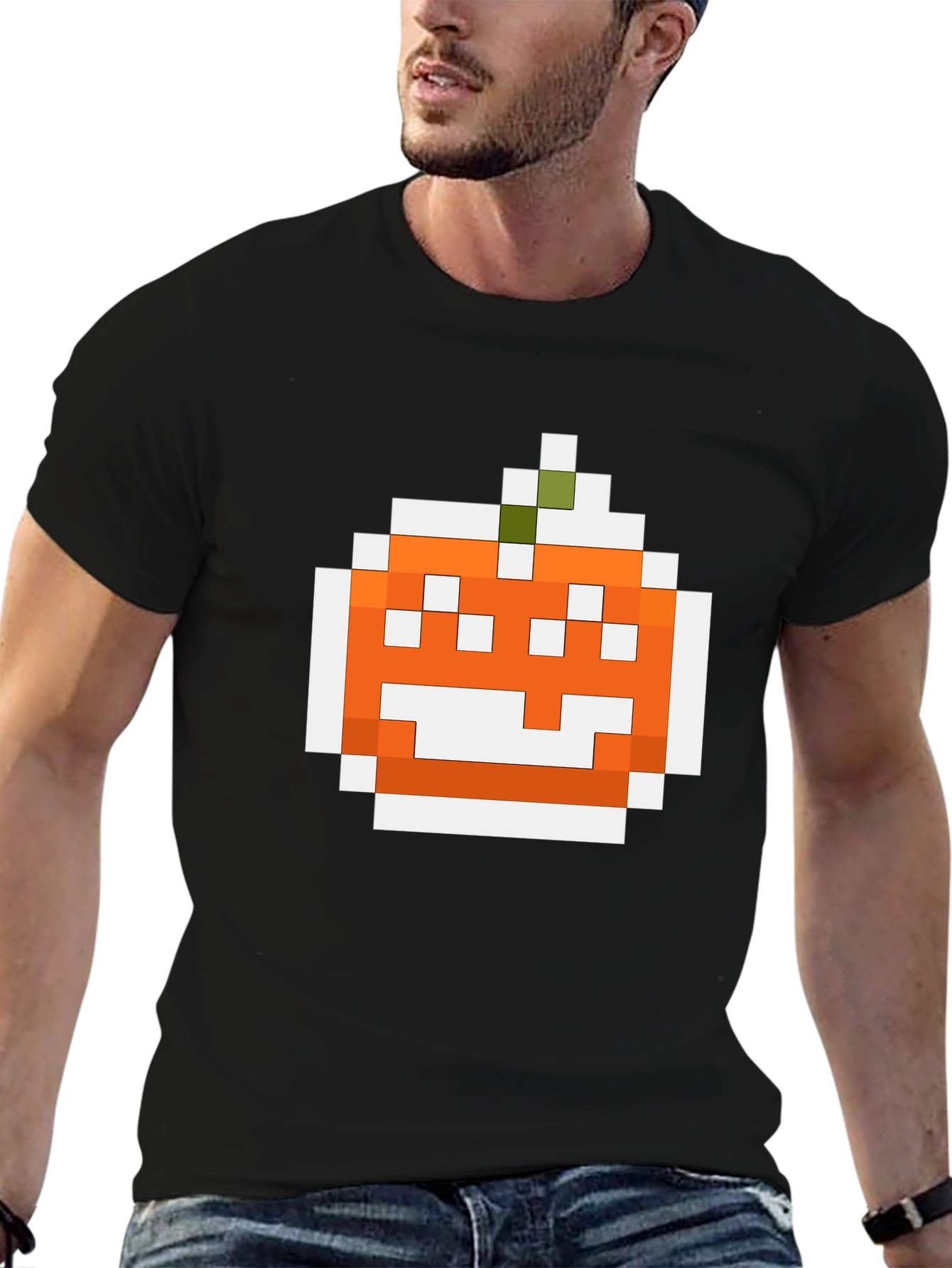 Pixel Pumpkin Graphic Tee - Halloween Shirt