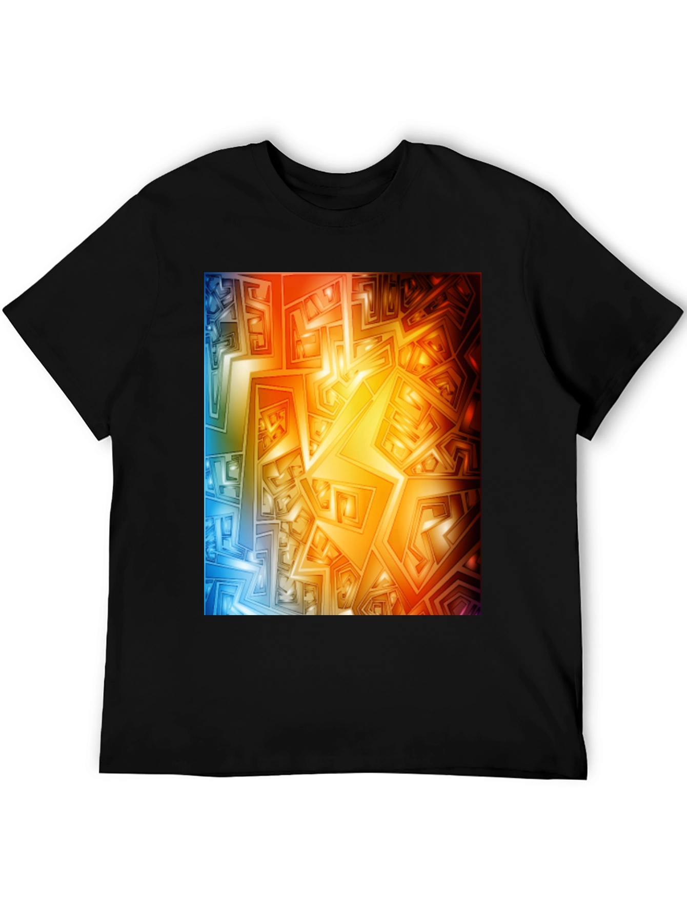 Geometric Abstract Art Graphic Tee - Black