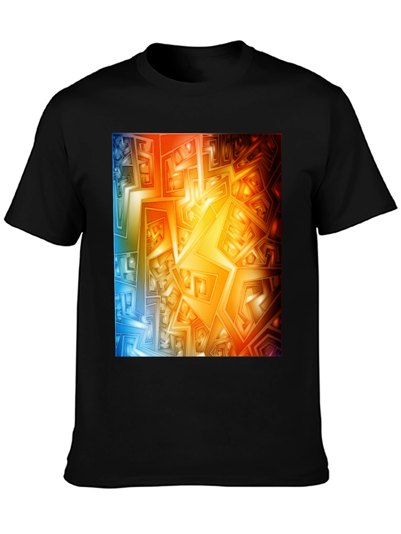Geometric Abstract Art Graphic Tee - Black