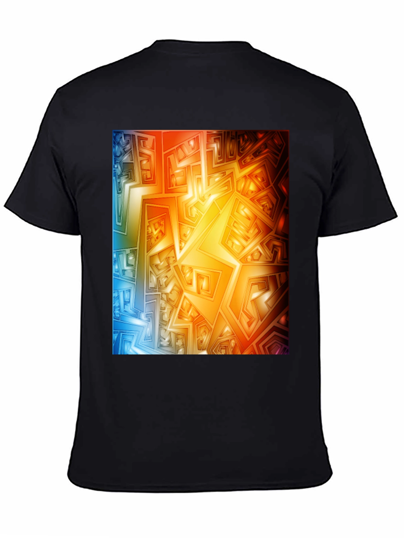Geometric Abstract Art Graphic Tee - Black