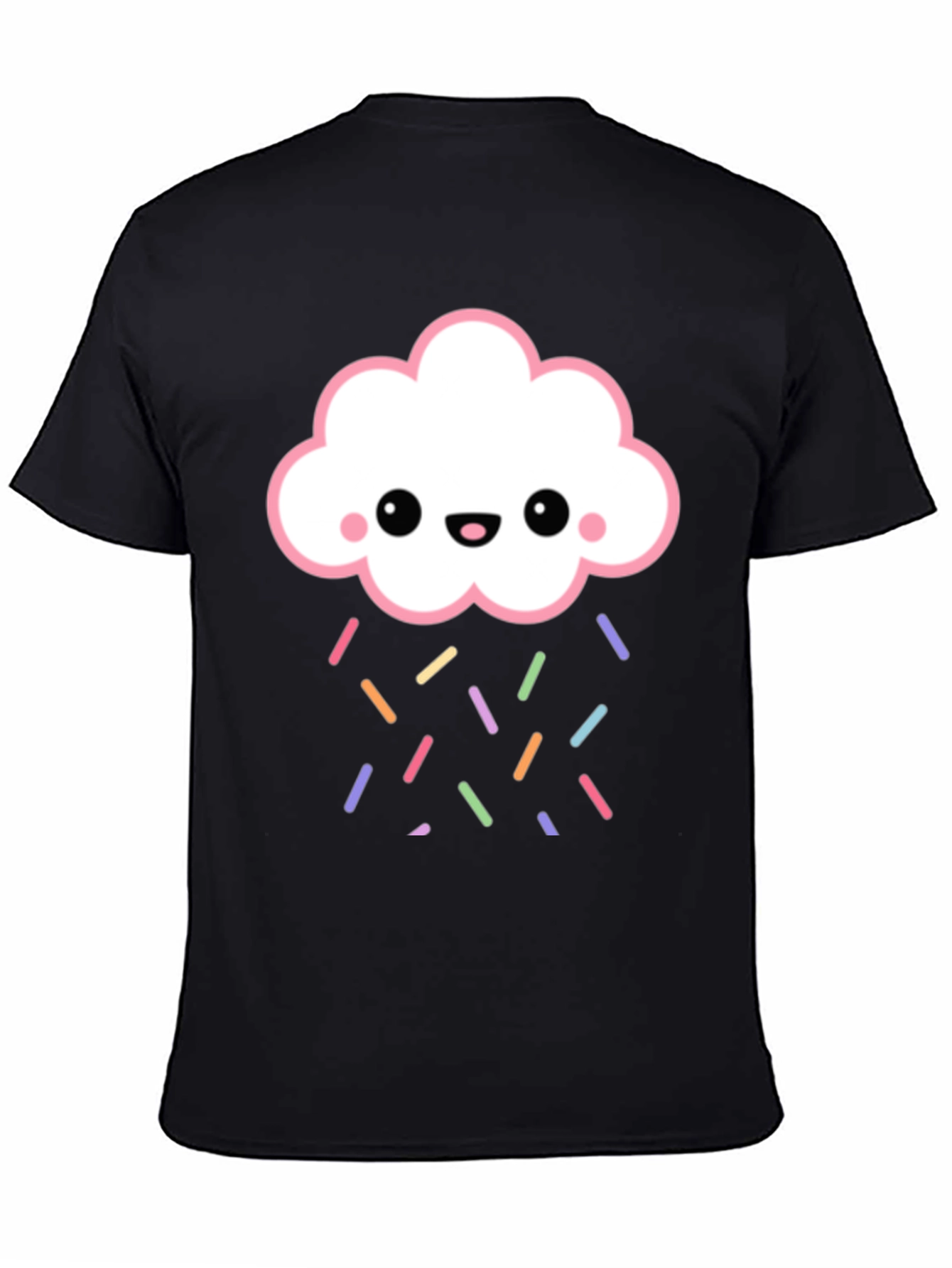 Cute Cloud Sprinkles Black T-Shirt