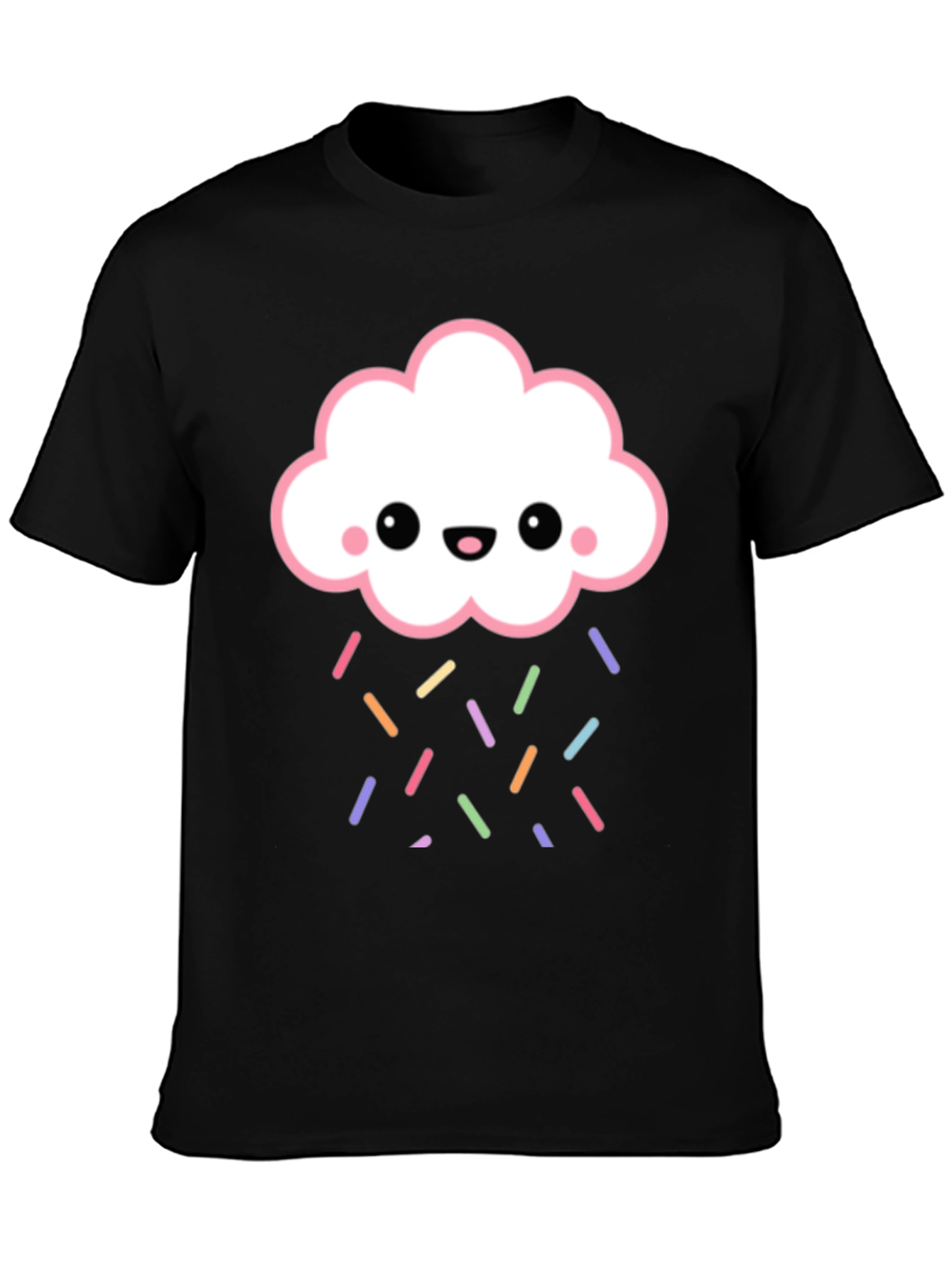 Cute Cloud Sprinkles Black T-Shirt